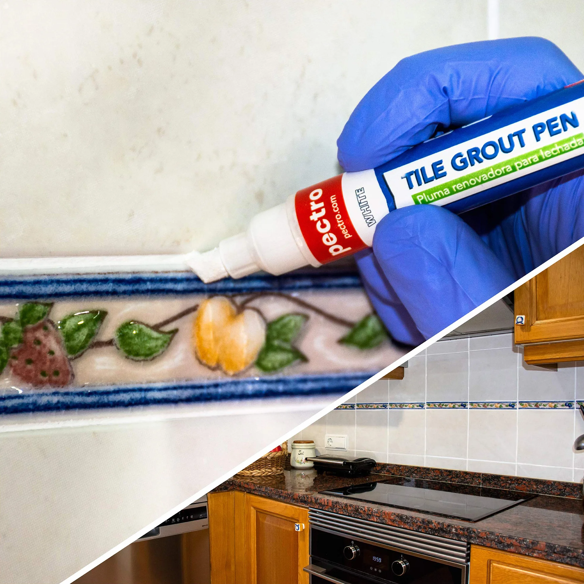 PECTRO Stylo à Joint Carralage Blanc 8ml PACK x 2 unités | Marqueur pour Joints de Carrelage de Salle de Bain et de Cuisine | Rénovateur de Coulis Blanc | Blanchisseur
