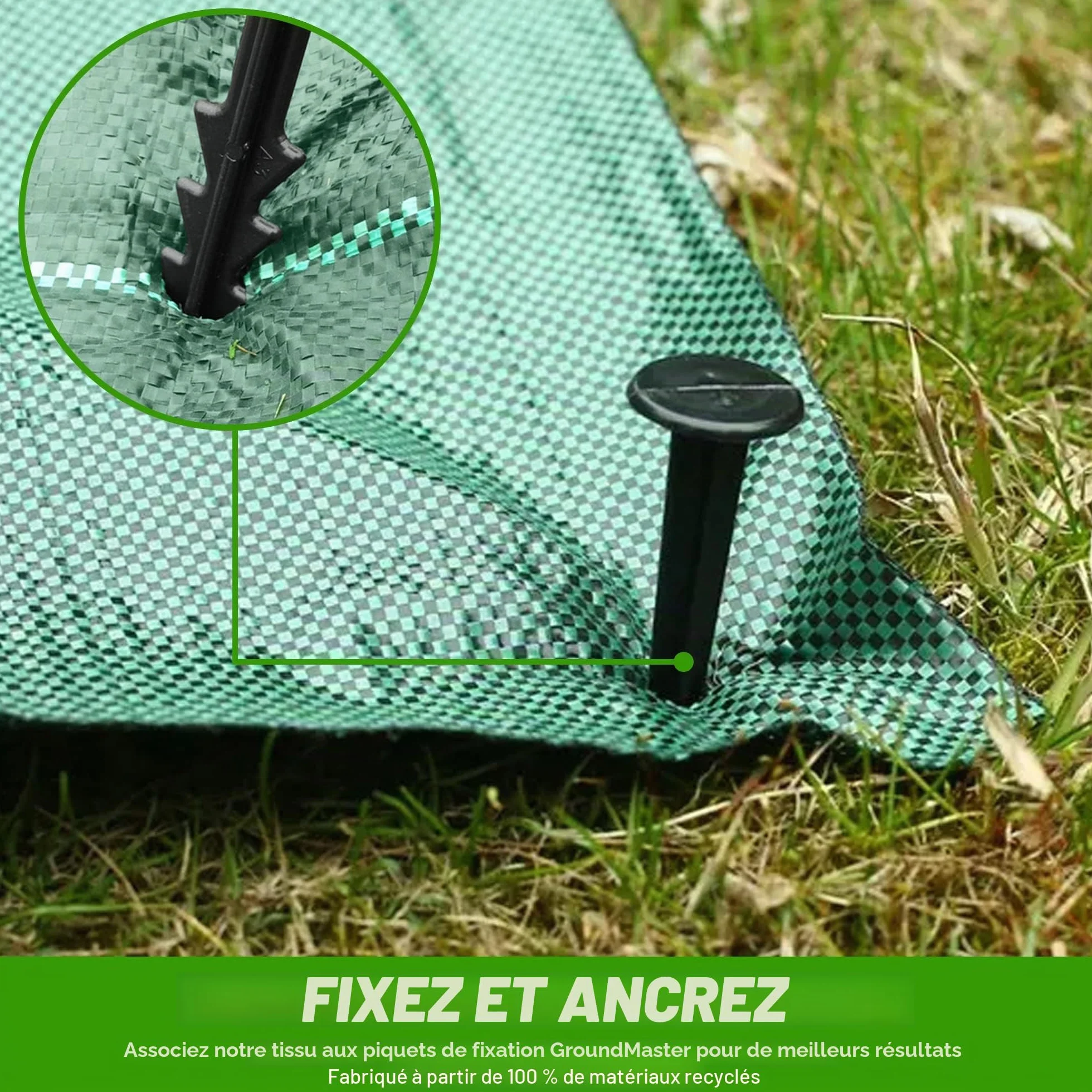 Toile de Paillage 125gsm 2m x 10m Jardin Anti-Mauvaises Herbes Anti UV Verte