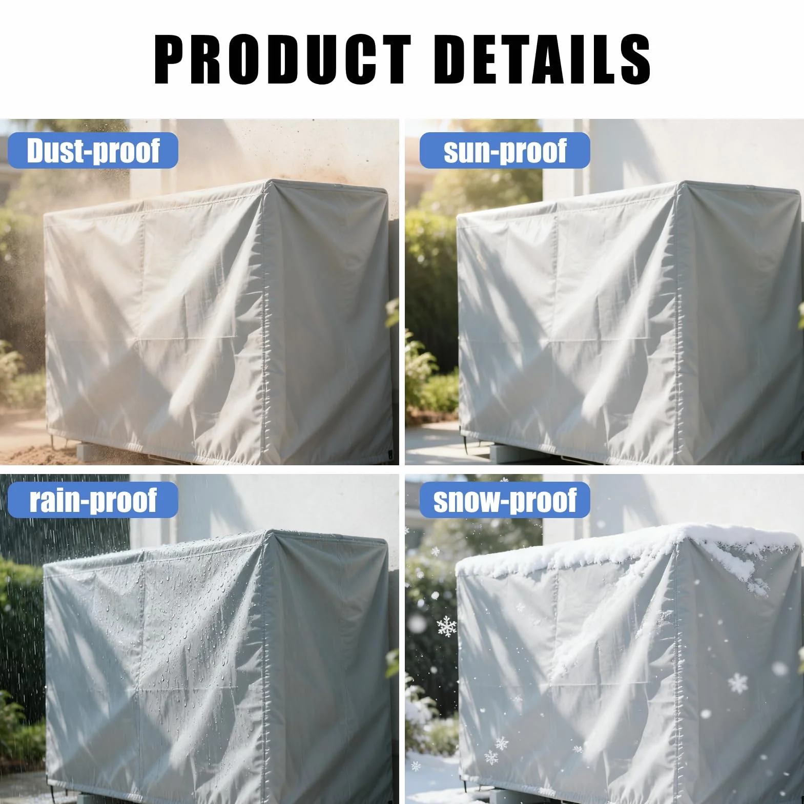 Housse de Climatiseur Imperméable 84x57x31cm M Unité Extérieure 1.5P Isolation Thermique