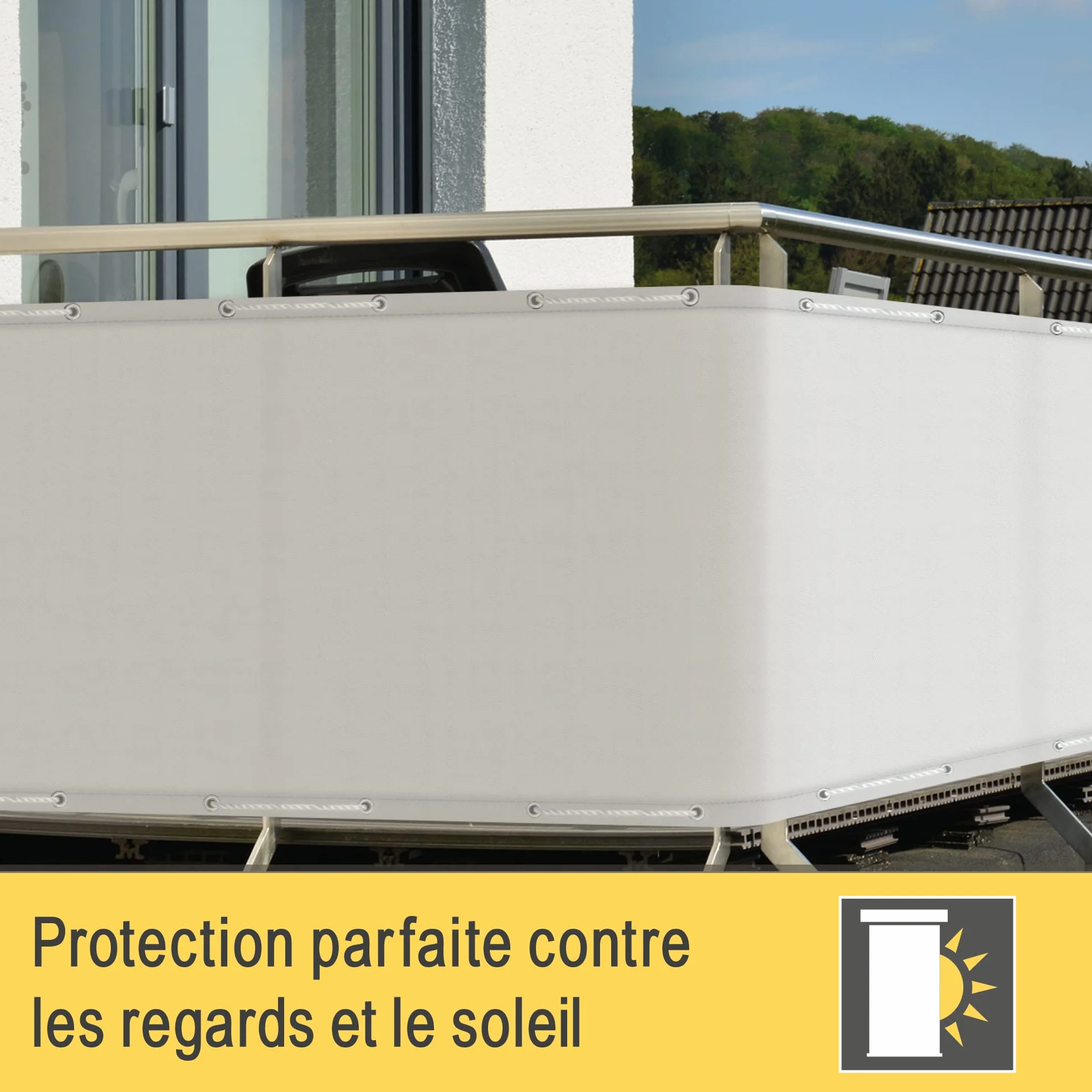Sol Royal Brise Vue Balcon Extérieur PES SolVision PB2 90x300 cm Blanc Protection UV 160 g/m²