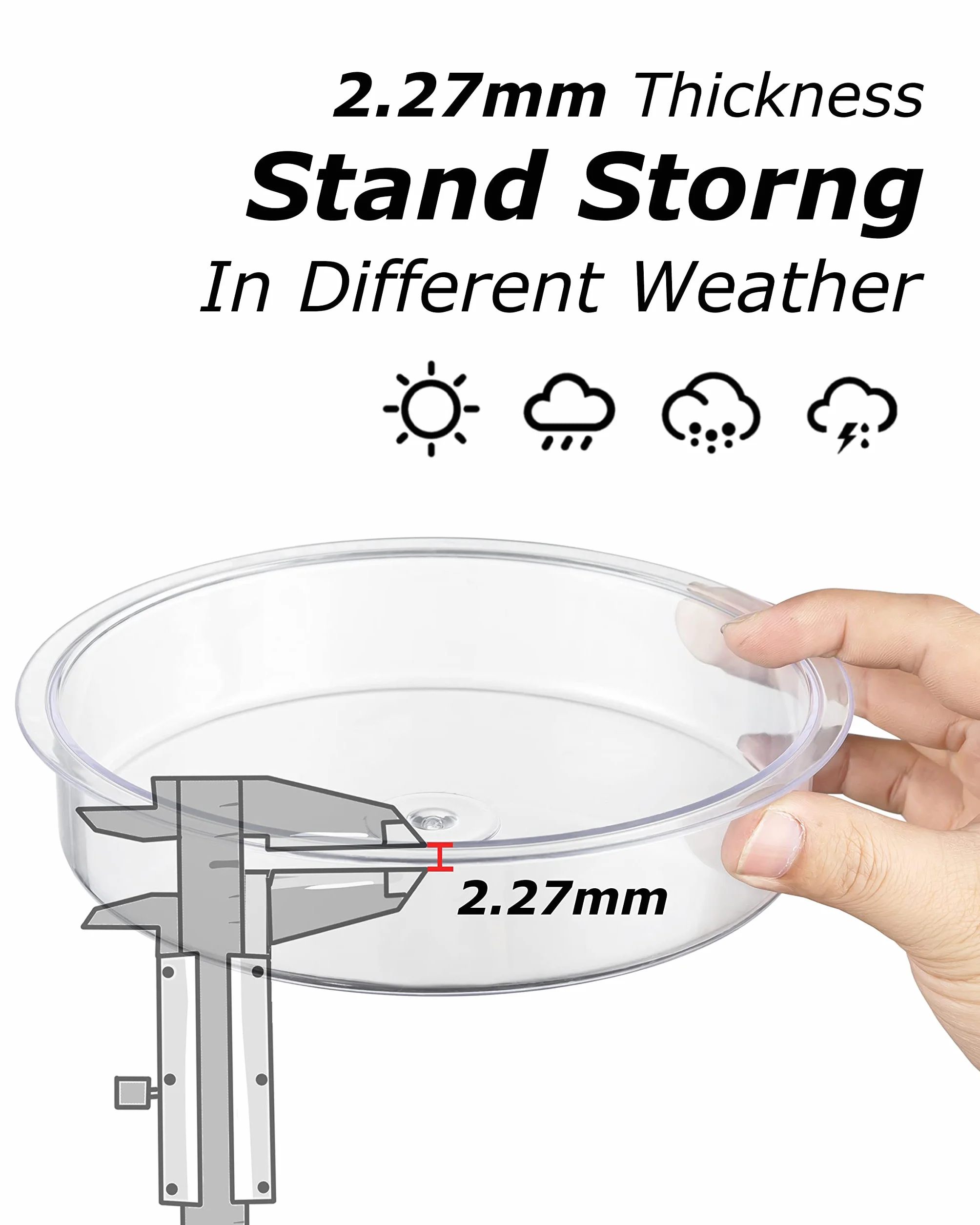 iBorn Lot de 2 bols de bain en plastique pour oiseaux 17,2 cm extérieur sol