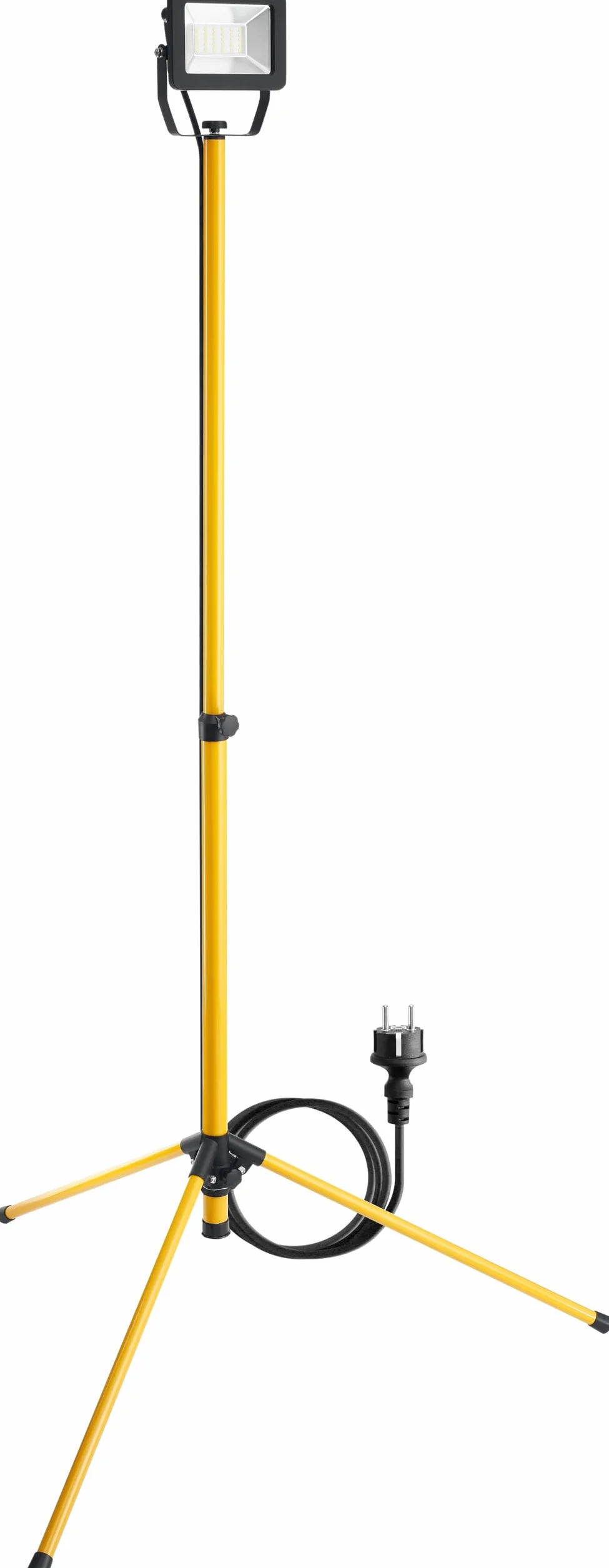 goobay 57844 Projecteur de chantier LED sur pied télescopique 30W / 2550 lm/Lumière blanc neutre - 4000K / Pour l'intérieur & l'extérieur - IP65 / Noir/Jaune