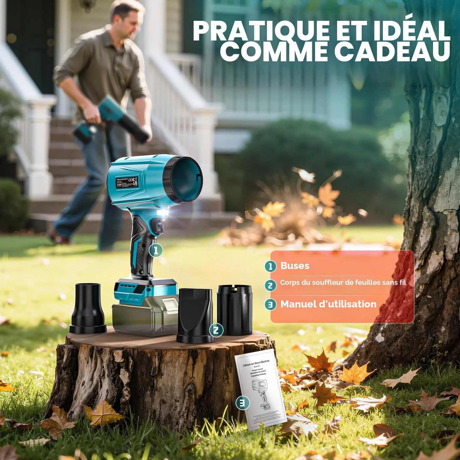 Souffleur Sans Fil 18V Moteur Brushless 80000TR/Min 60m/s 850g Compatible Batteries Ma-kita