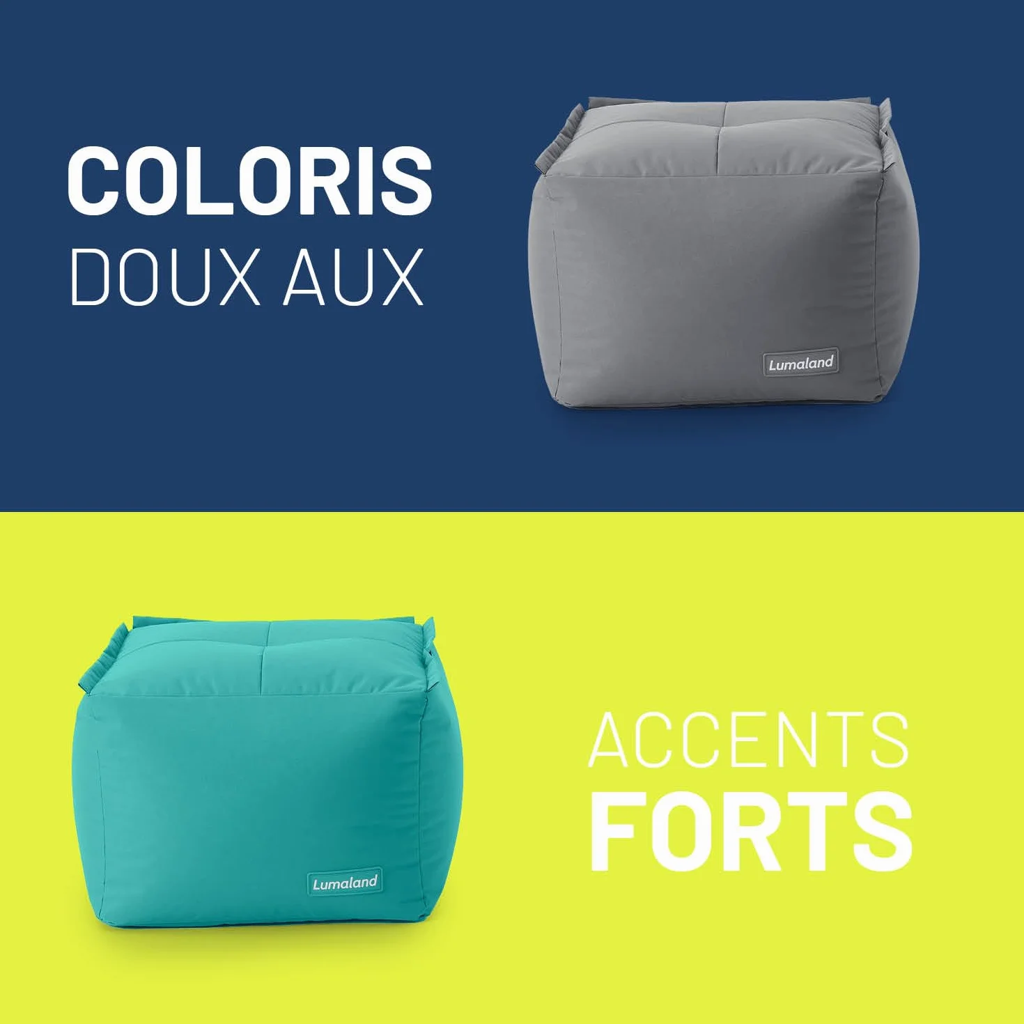 Lumaland Pouf-Sac modulaire imperméable 54x54x54 cm Turquoise