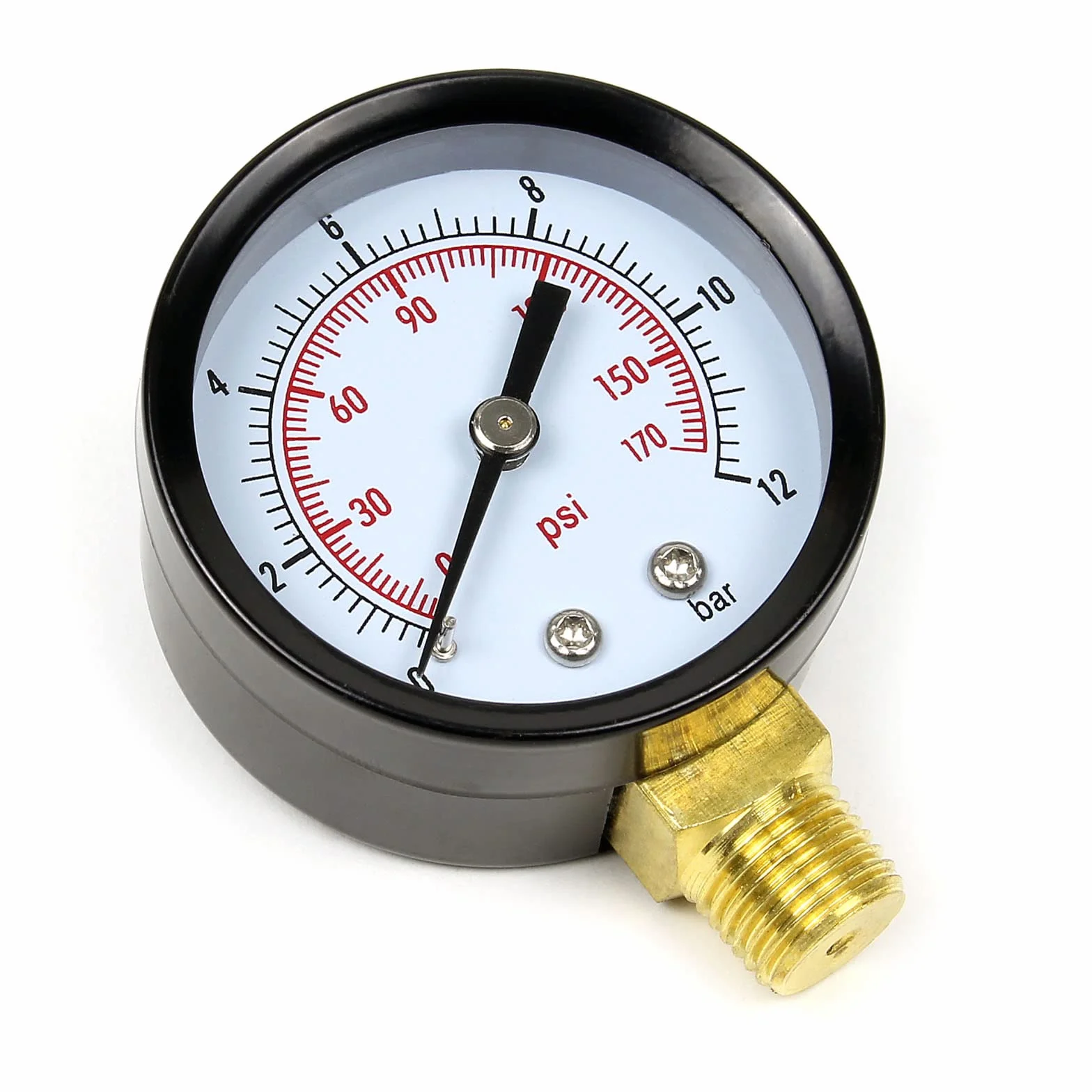 Manomètre pression 50mm 0-12 bar radial 12.9mm pour réservoir pump