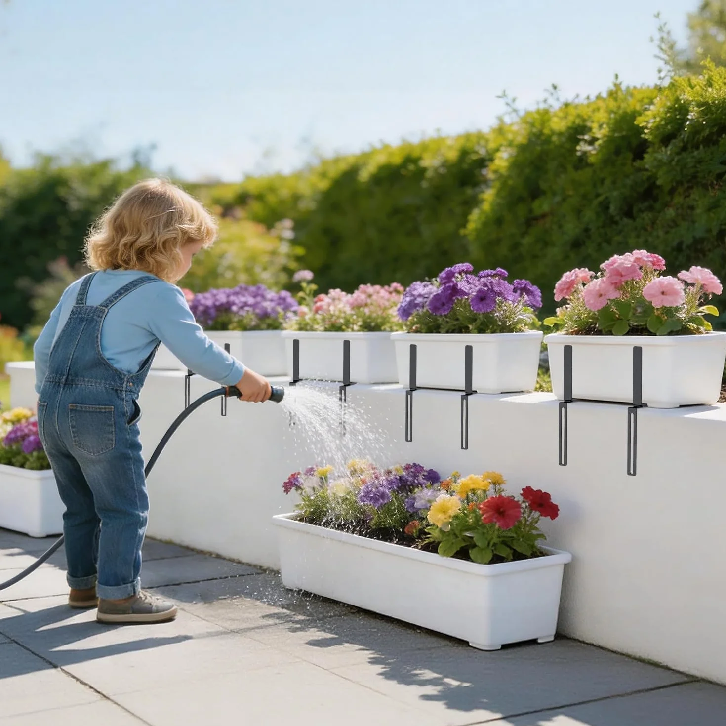 Lot de 6 supports de jardinière en forme de H sans perçage pour balustrades 1,5-32 cm et jardinières 15-23 cm