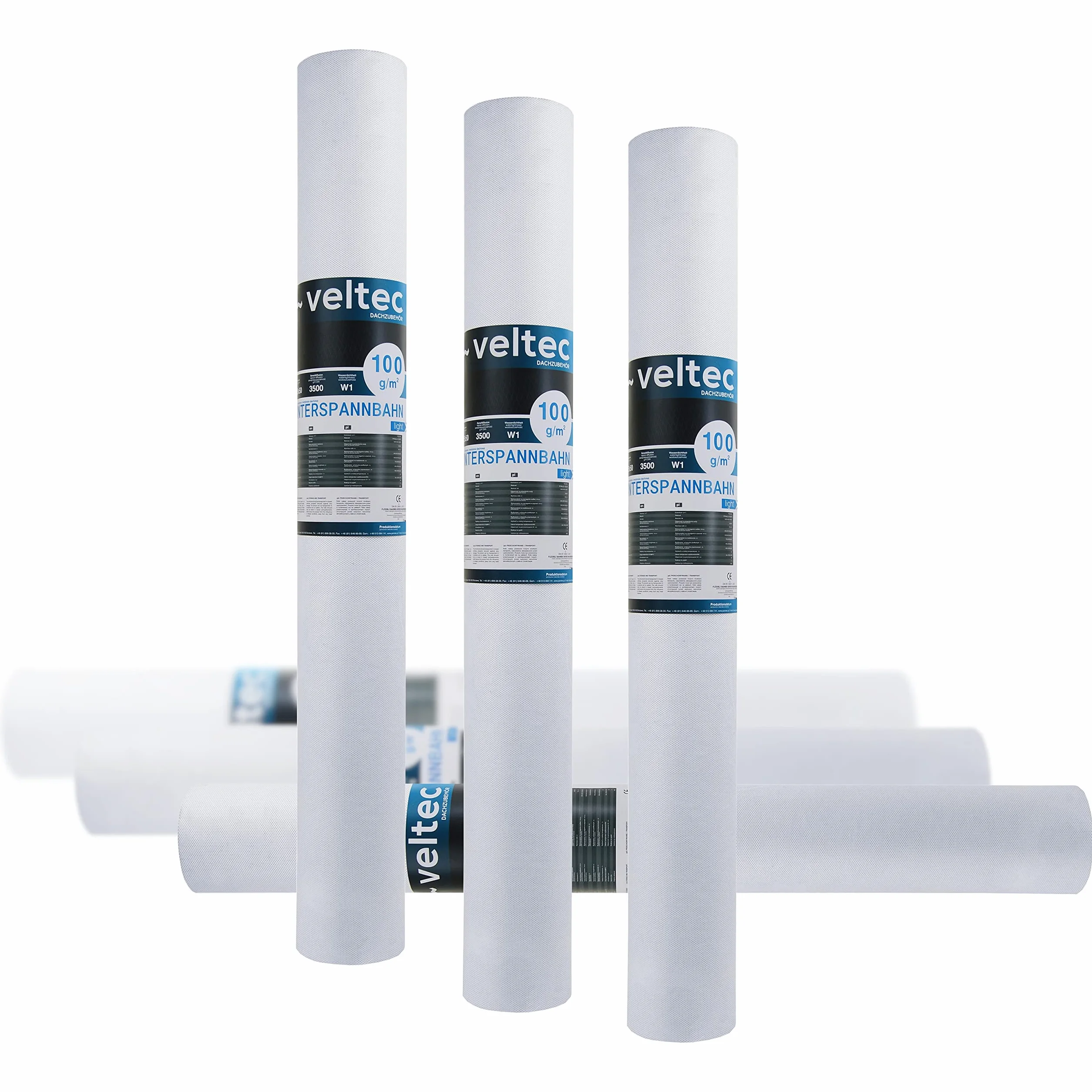 Écran de sous-toiture Veltec 100 Light Sd=0,03 m 100 g/m² (75 m²) membrane de toiture 3 couches