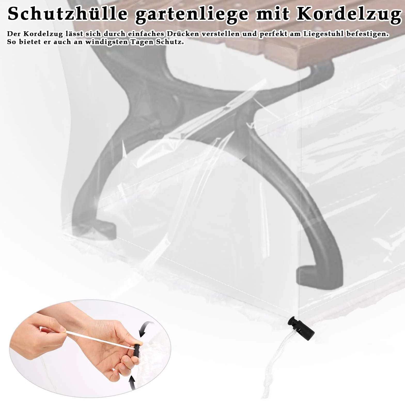 Housse de protection pour banc de jardin 160x80x75 cm transparente imperméable