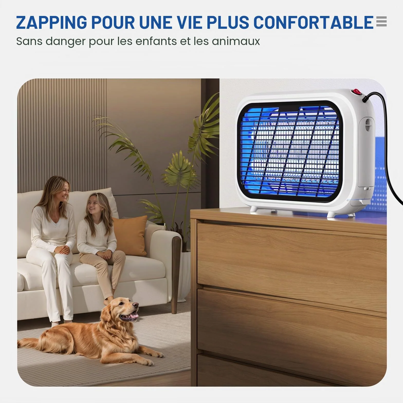 Lampe Anti Moustique 20W 2 UV LED Tue Moustique Electrique pour Intérieur Extérieur
