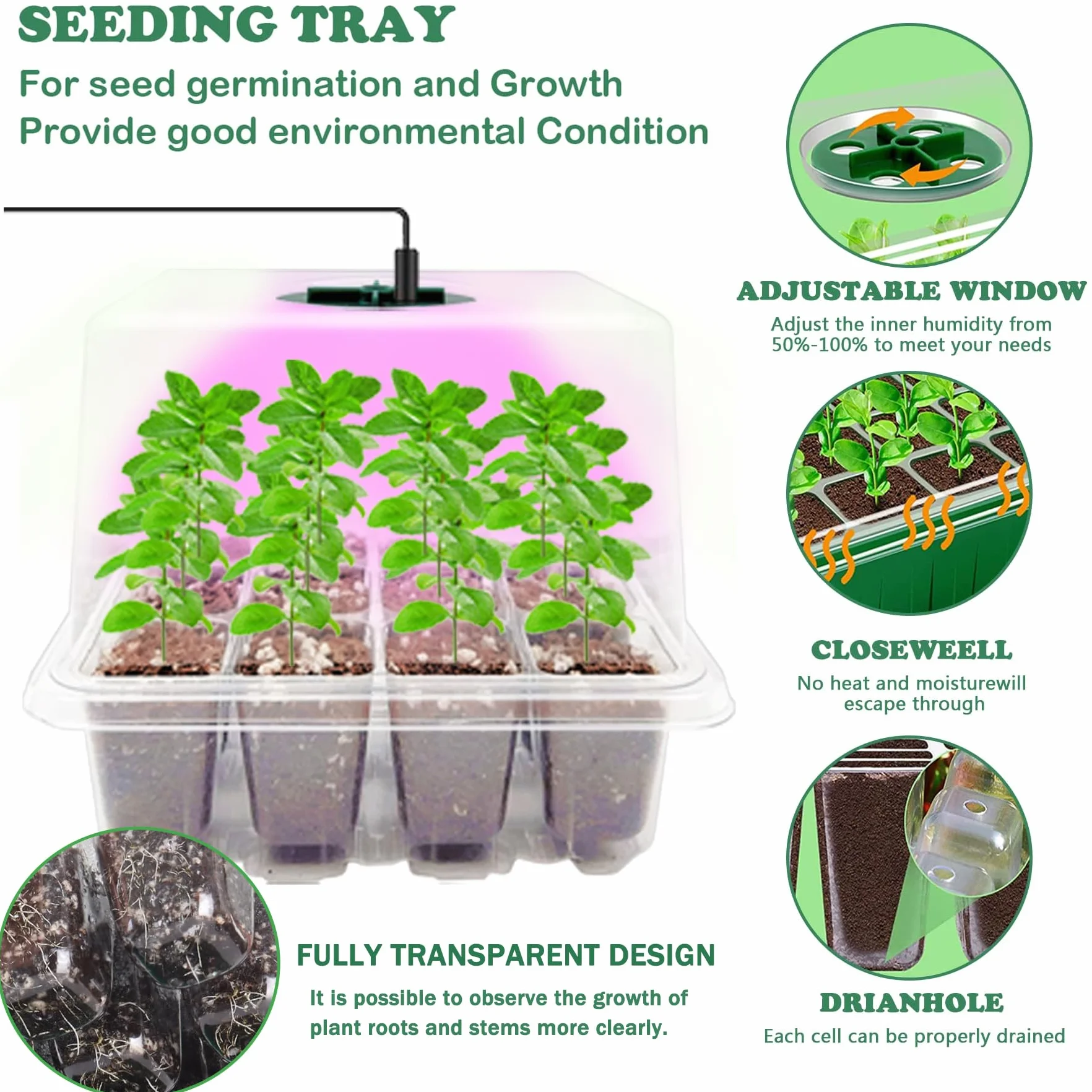 YeahBoom Mini Serre pour Plantes avec LED luminosité réglable, Kit de Culture Intérieur