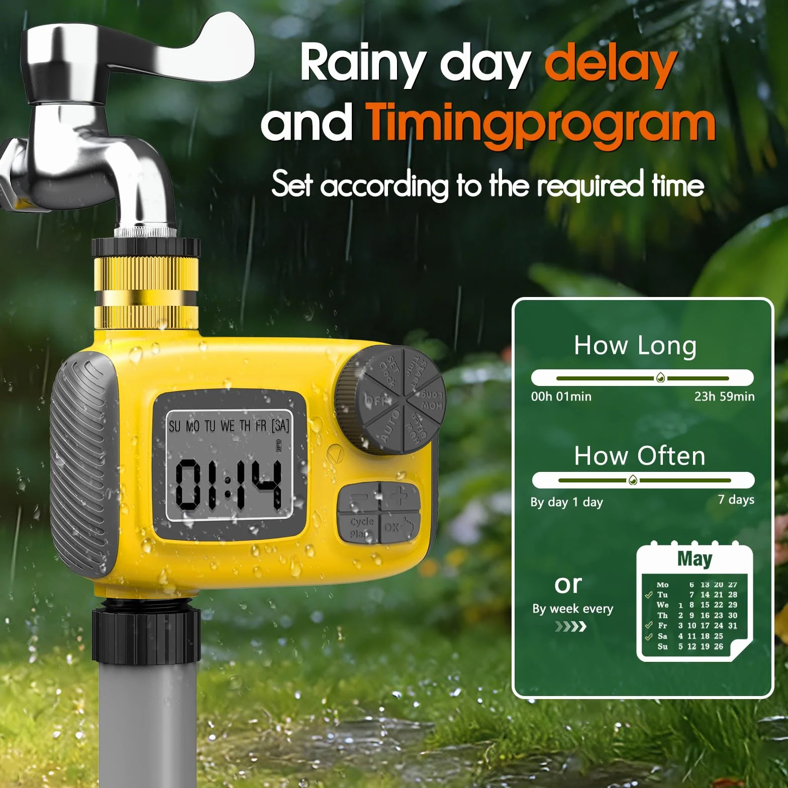Kit d'irrigation goutte à goutte 30M avec programmateur, tuyau 1/2", 20 buses réglables 360°, arrosage automatique
