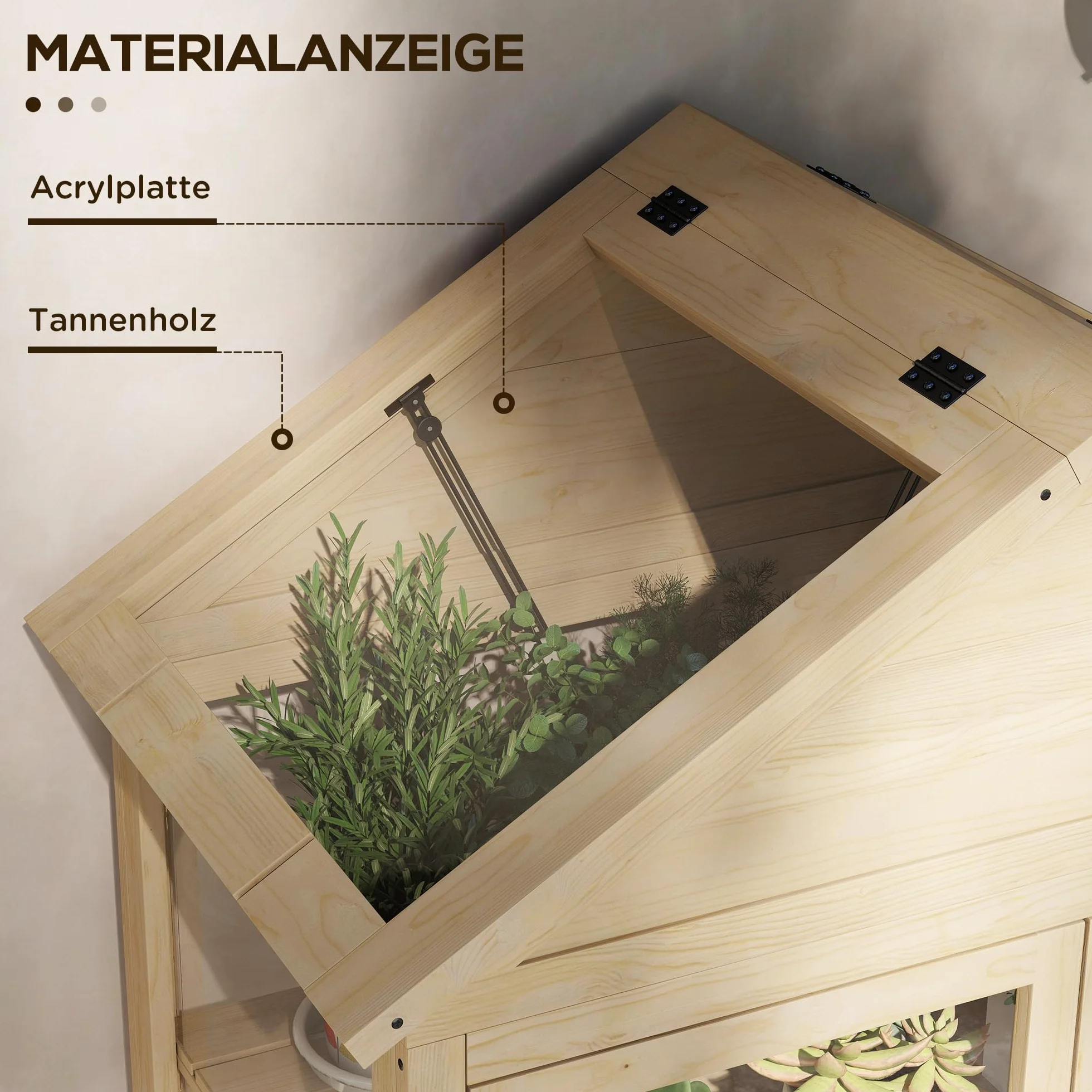 Outsunny Serre en Bois 4 Niveaux avec Fenêtre de Toit et Double Porte 100x56,5x178 cm