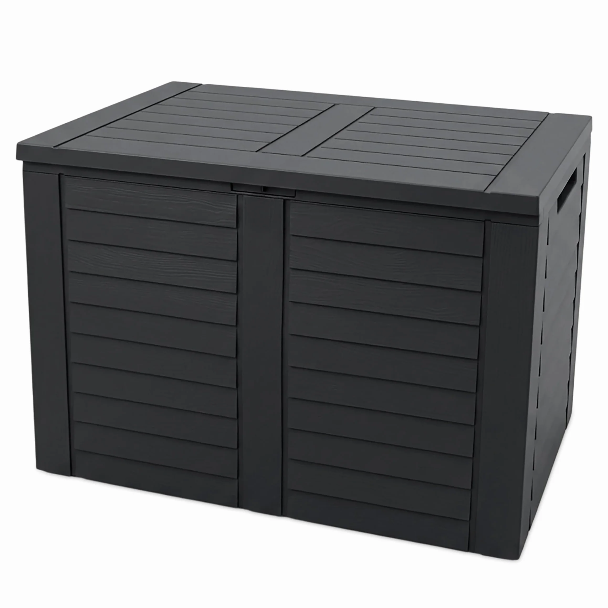 Spetebo Boîte de rangement en plastique anthracite aspect bois 75 x 53 cm 160 l