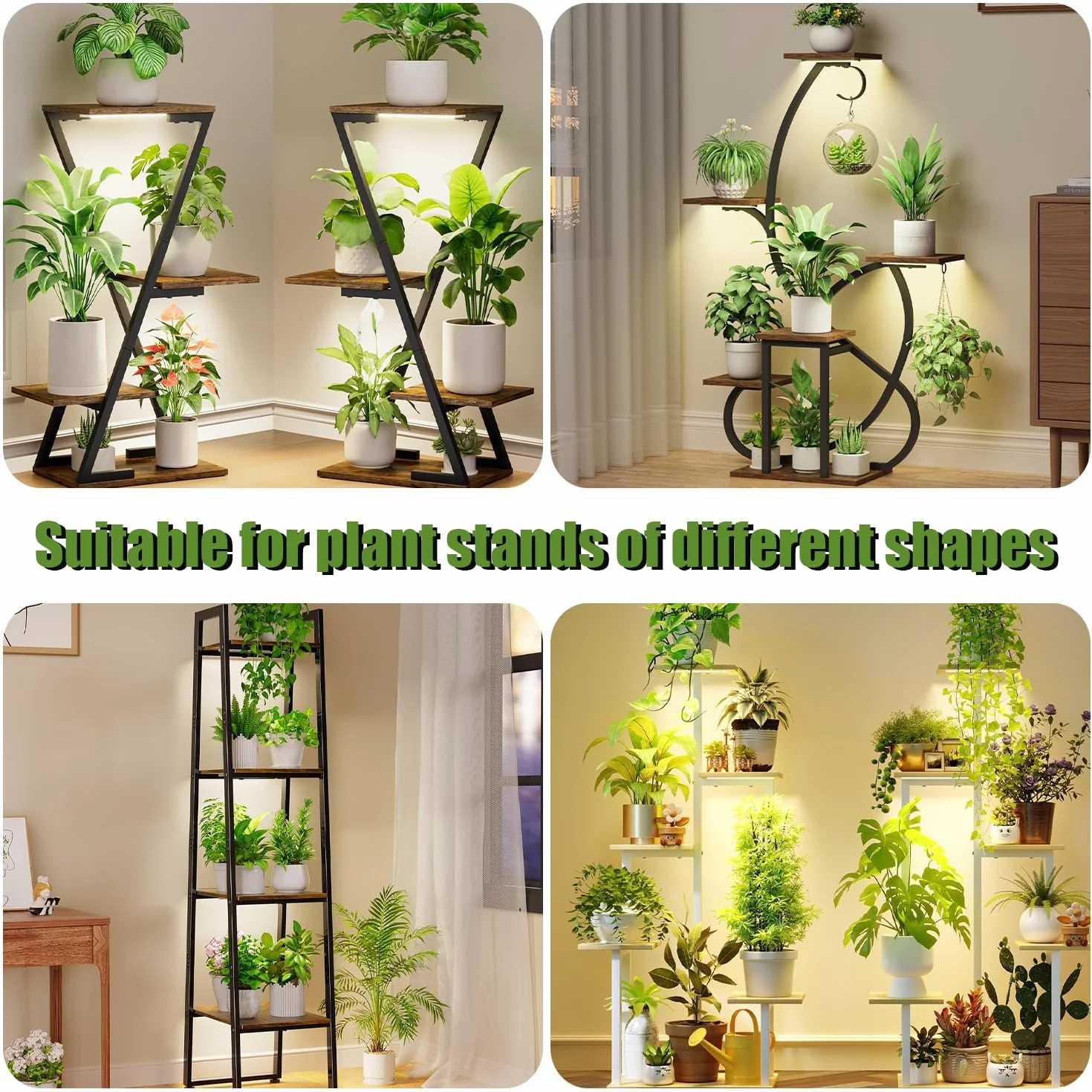 Bande LED croissance plantes spectre complet 3500 K 3 têtes 22 cm minuterie 3/9/12 h 10 niveaux variation
