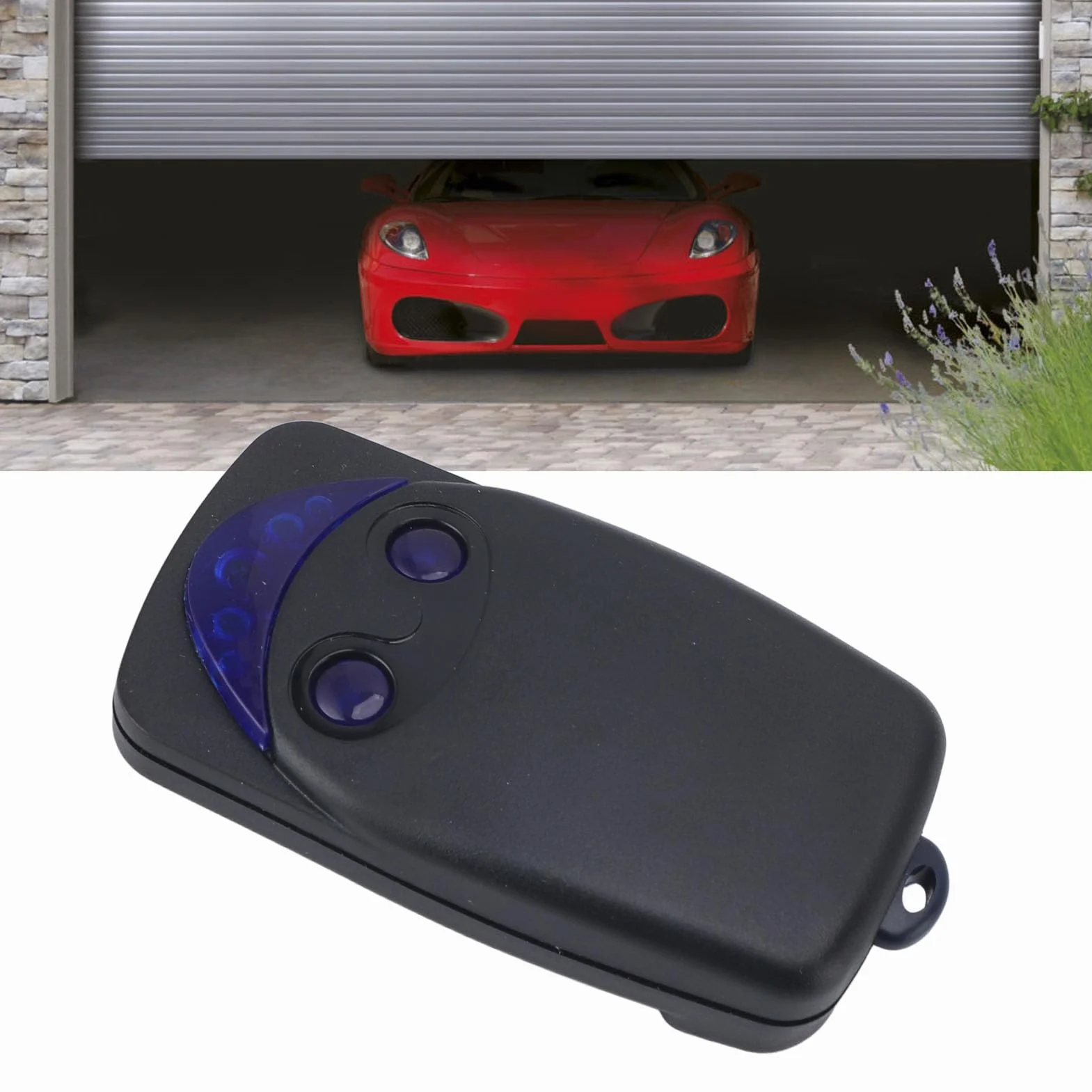 Télécommande de Porte de Garage Portable sans Fil 433,92 MHz 50-150 M, Matériau Durable, Portable et Pratique avec Batterie Sèche pour Portes à Volets Roulants (FLO2-RS)