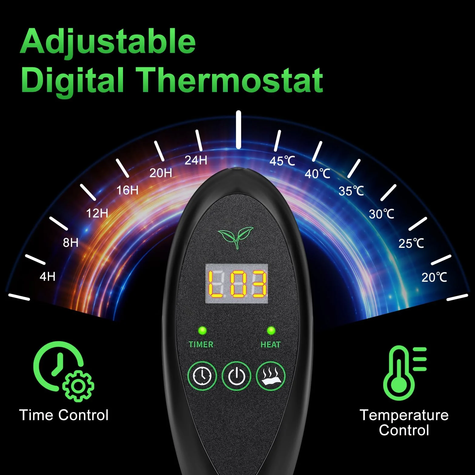 Tapis Chauffant pour Plantes avec Thermostat, 6 Niveaux de Température et Minuterie, 30W, 53x25cm