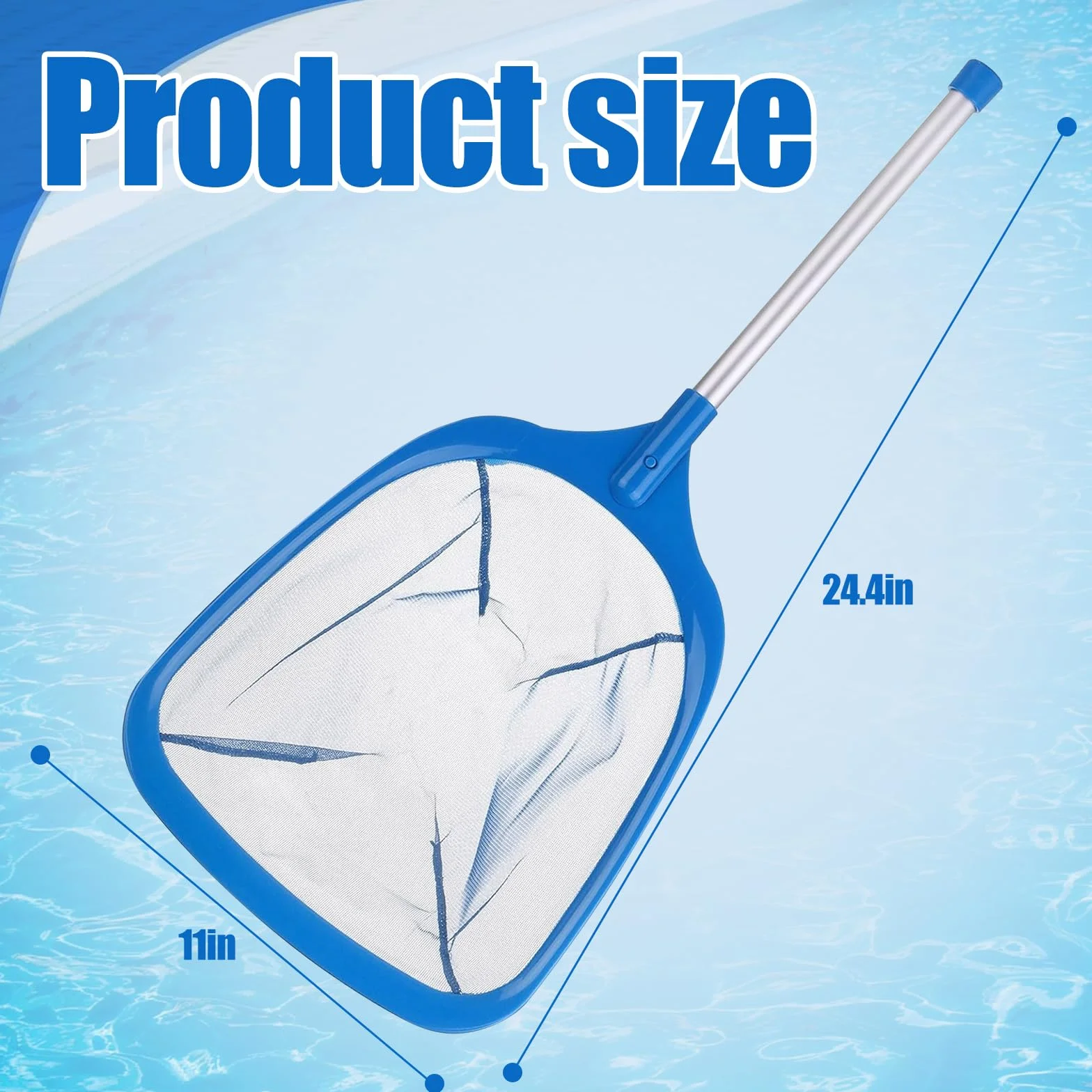 Épuisette de Piscine 62 cm Filet 15 cm Aluminium pour Nettoyage Feuilles Débris Bleu