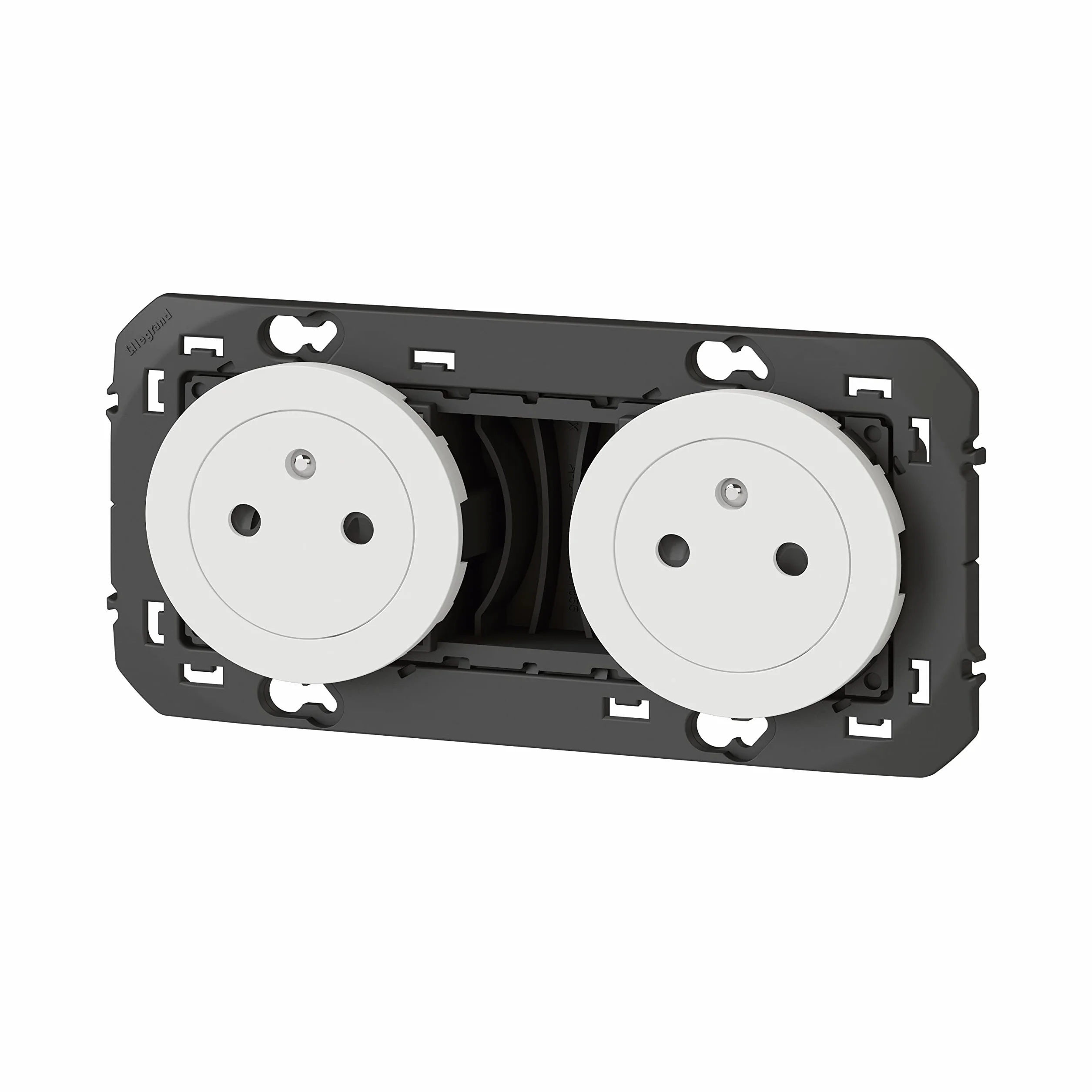 LEGRAND Prise Double Murale 16A avec Terre 2P+T Affleurante Fond Rétractable Blanc