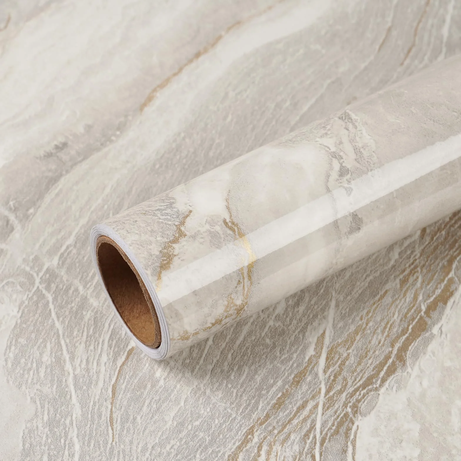 VEELIKE Papier Peint Marbre Beige Epais Papier Adhesif Marbre Vinyle Adhesif Cuisine Lavable Papiers Peints Adhesif Mural Salon Stickers Muraux Salle de Bain Autocollant Meuble 40cm × 300cm