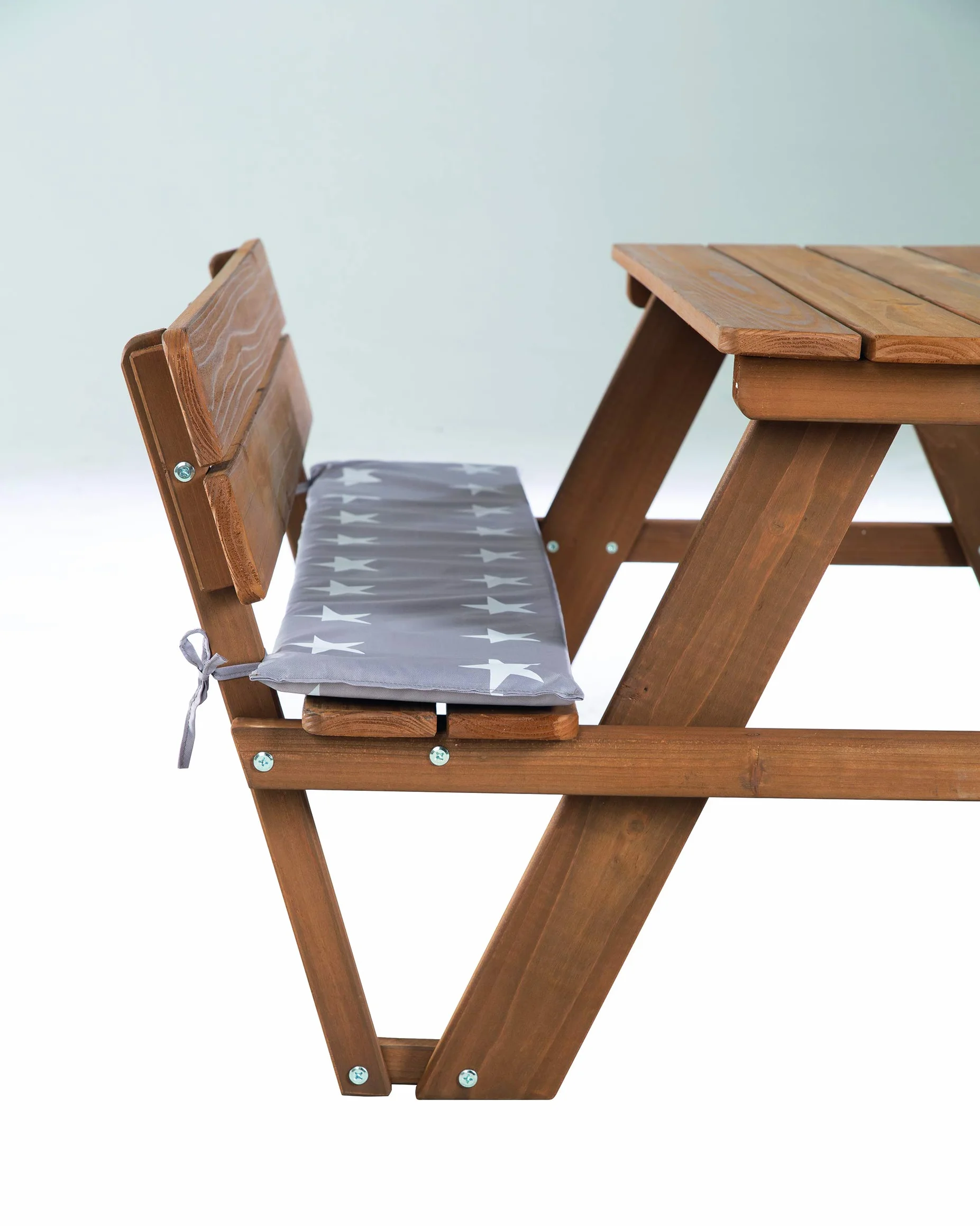 Ensemble de Table et Bancs Picnic 4 Places Bois Massif Résistant aux Intempéries 89 x 107 cm Teinté en Teck