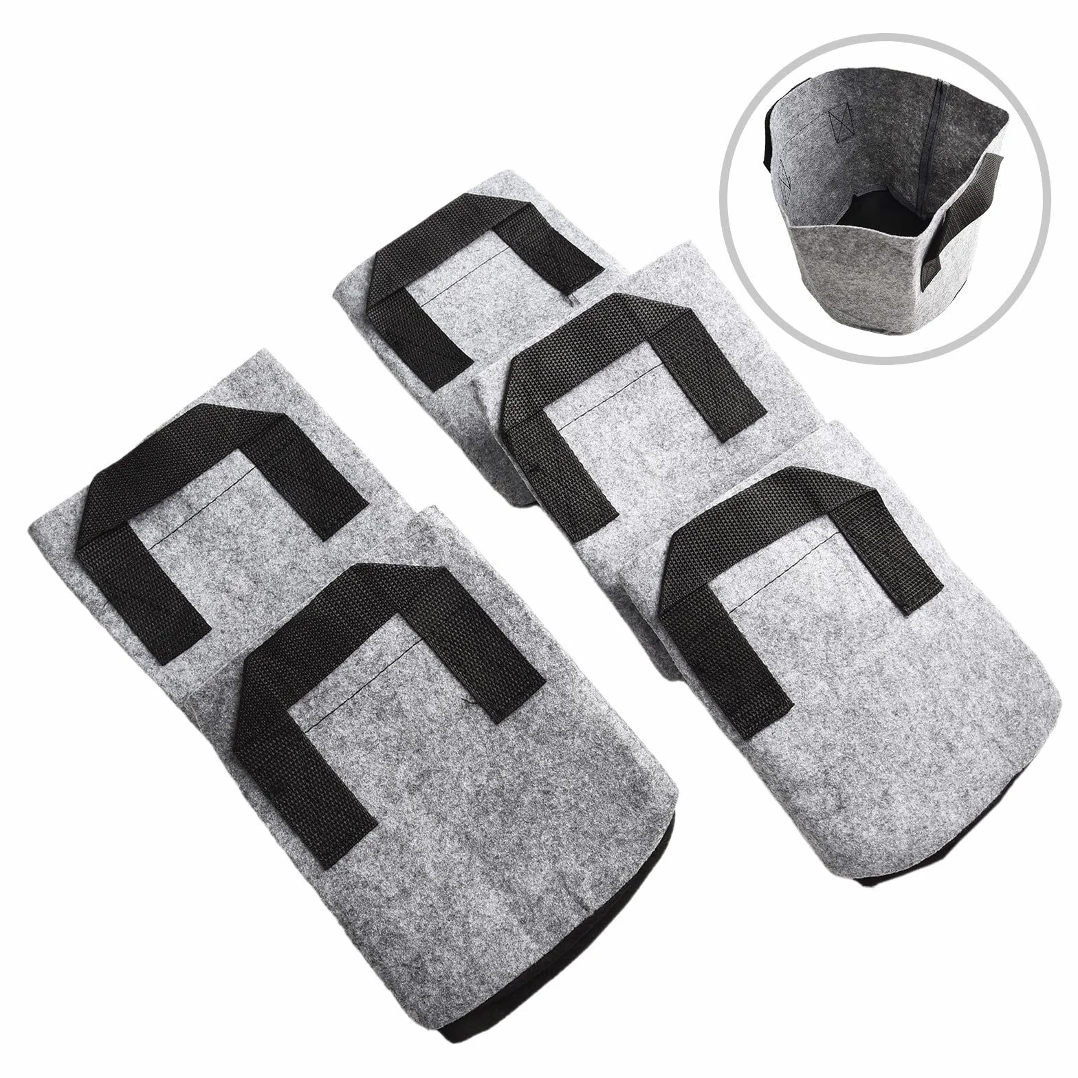 Lot de 5 pots de culture en tissu 7 litres drainage amélioré zone racinaire
