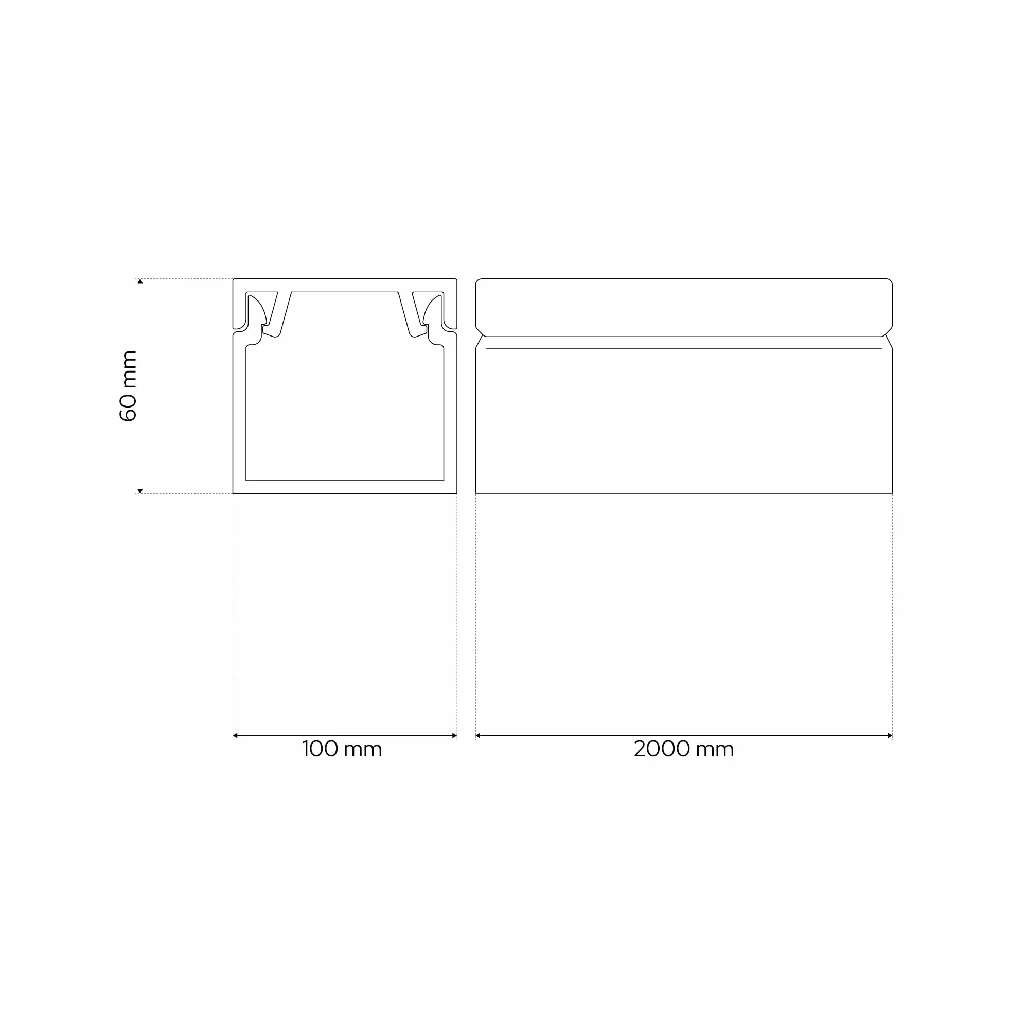 EDO Goulotte de Câble 100x60 mm Cache-Câble Blanc 2m - Goulotte PVC avec Couvercle à Clipser - Cache Câble Mural en Saillie - Goulotte Décorative TV, Bureau, Salon