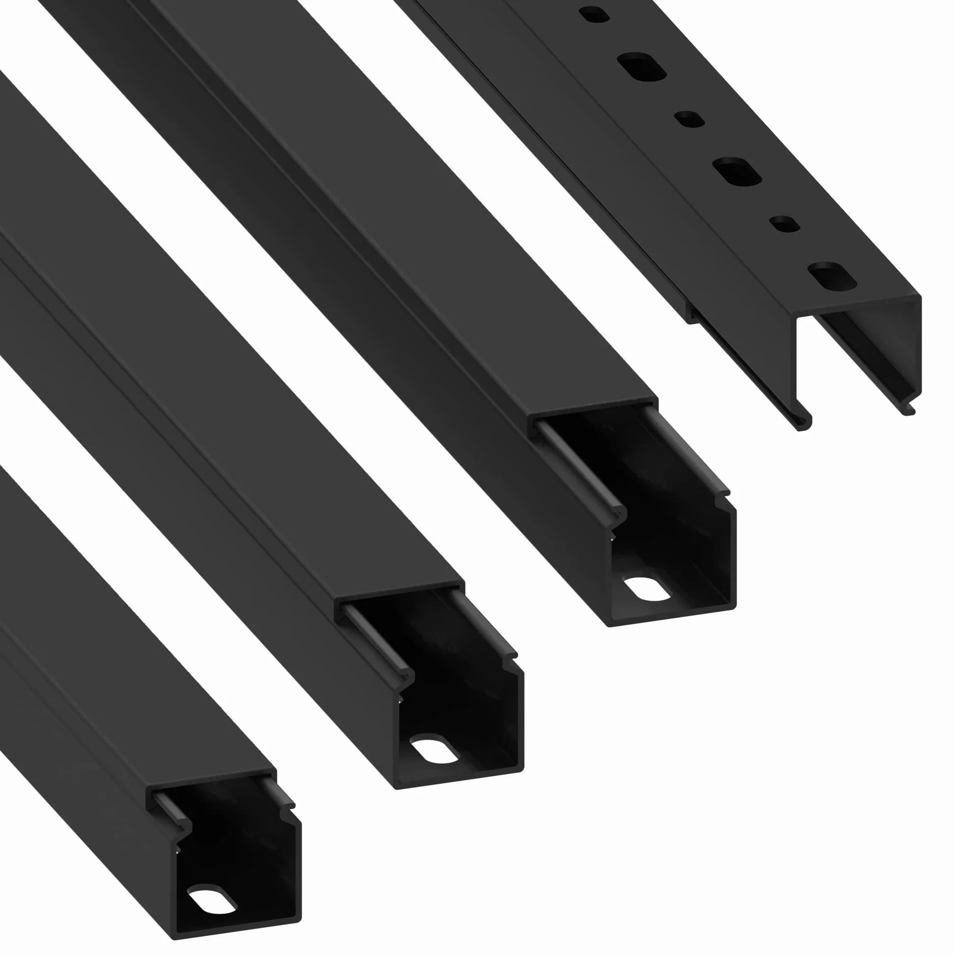 Cablecoach Habengut CC10110 Goulotte de câble (avec Trou de Montage dans Le Fond) 25 x 25 mm en PVC, Couleur : Noir, Longueur 4 m (4 x 1 m de Longueur)