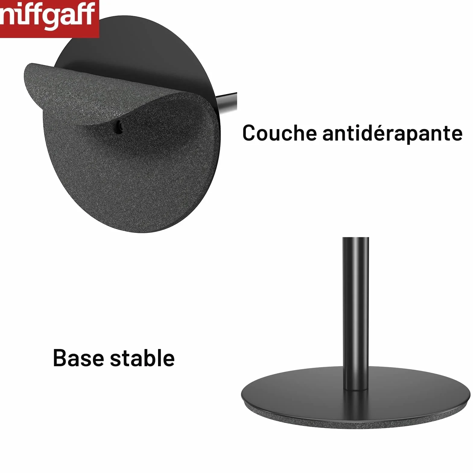 Porte-Rouleau de Papier Toilette sur Pied pour Salle de Bain, Support en Acier Inoxydable avec Finition Noire, Distributeur Simple et Pratique