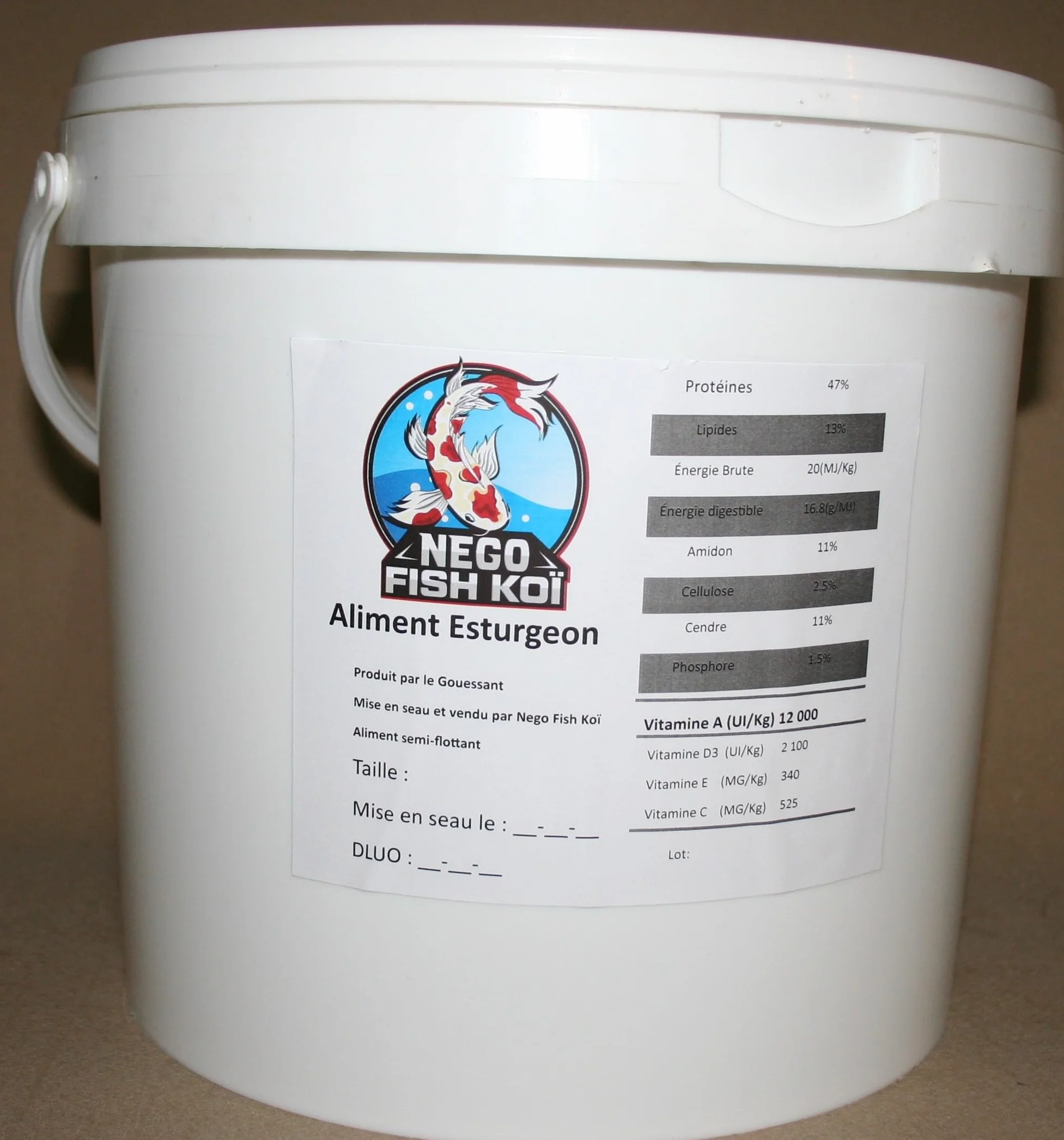 Aliment esturgeon Seau 12 L