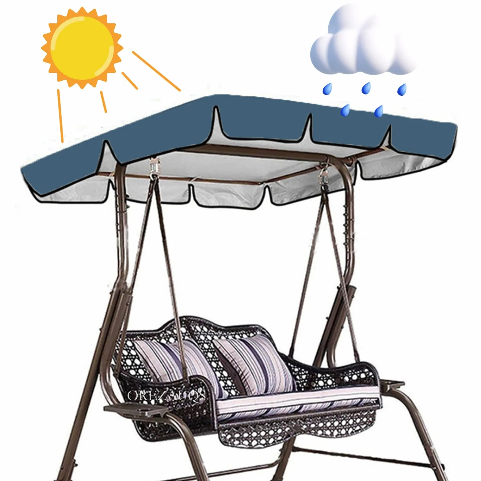 Auvent imperméable de Rechange pour Balancelle Jardin UV Resistant 7195x125x15 CM