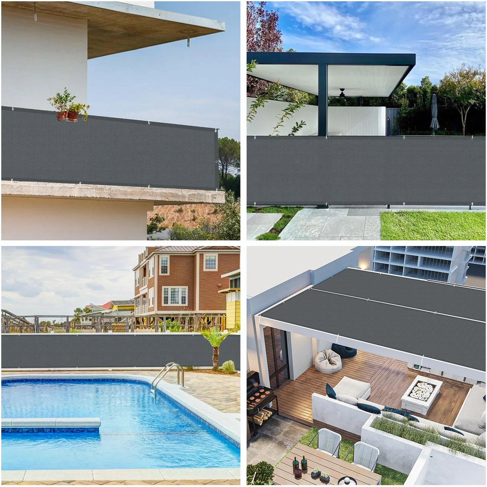 SUNNY GUARD Brise Vue Balcon 100x500cm Cache Vue Balcon Protection UV Imperméable Anthracite Foncé