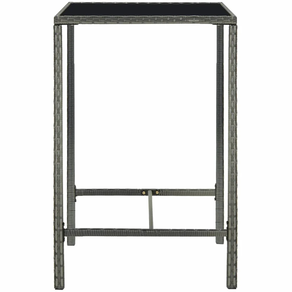 Tomostar Table de Bar Haute 70x70x110cm Résine tressée Verre Gris