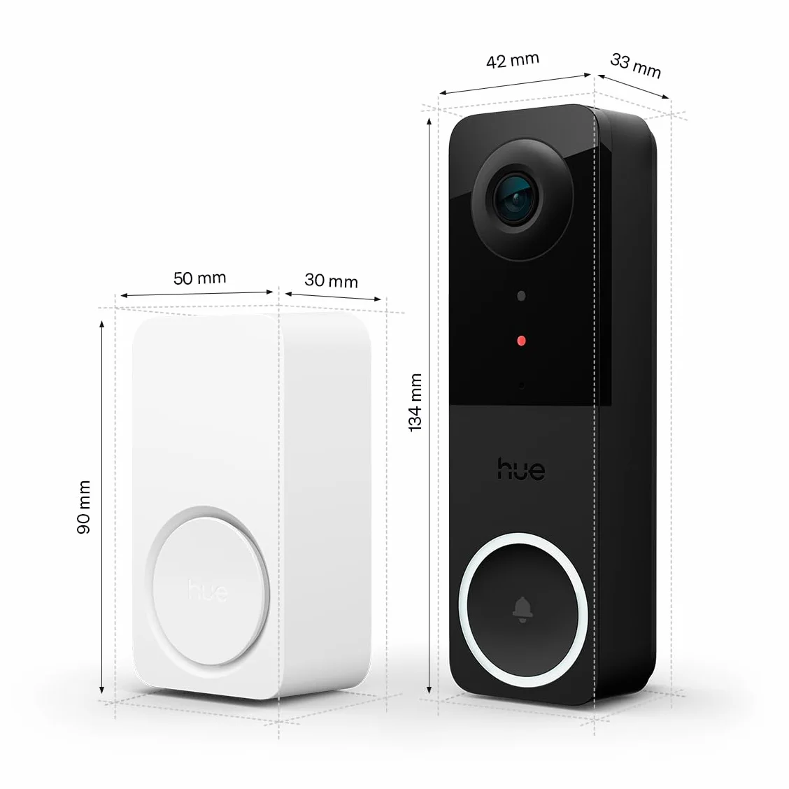 Philips Hue Sonnette vidéo filaire et Carillon connecté Secure – Caméra de surveillance extérieure résolution 2K avec audio bidirectionnel et vue infrarouge, intégration avec les lampes Hue, noir