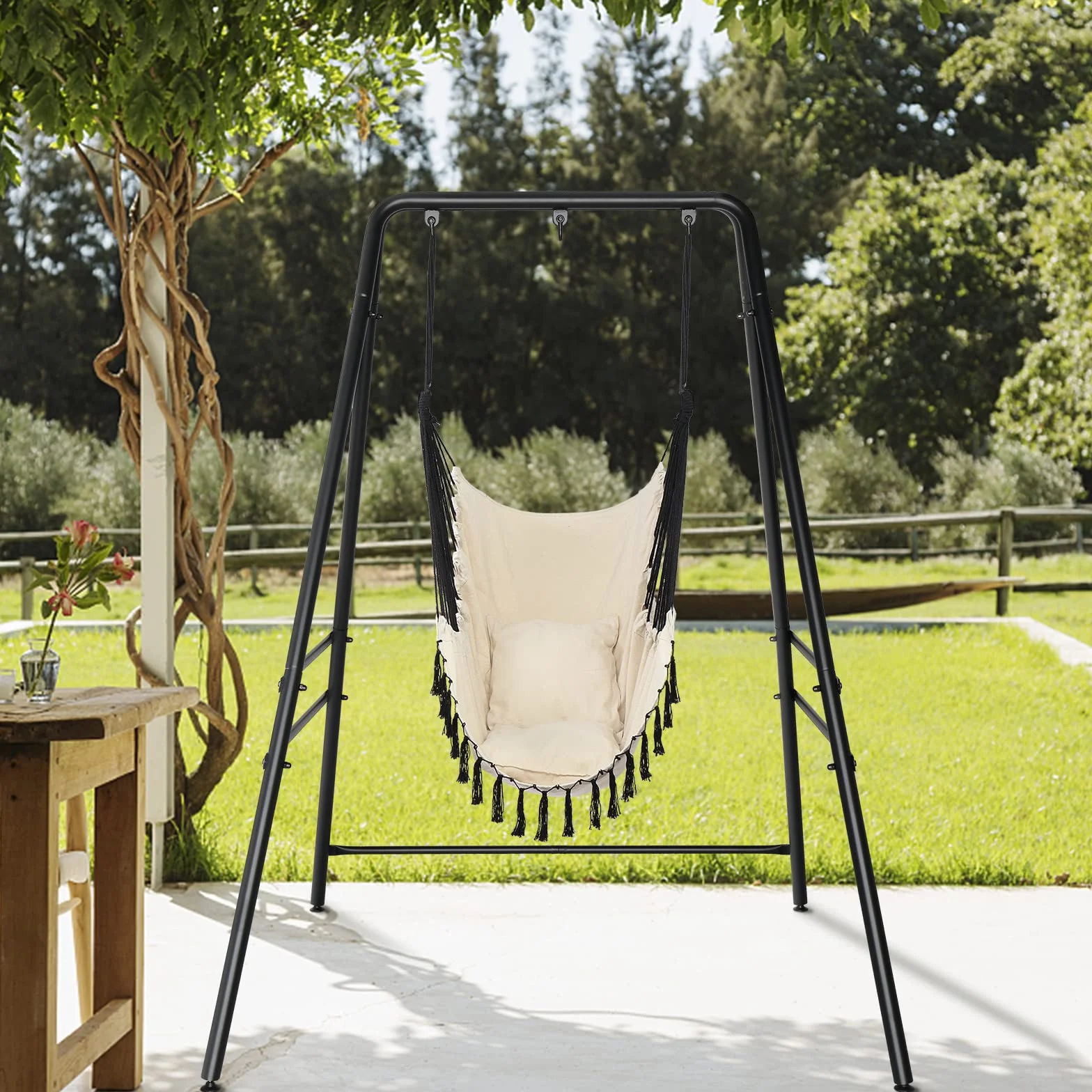 LEADZM Support Hamac Portable Double Barre Transversale 133×137×180 cm