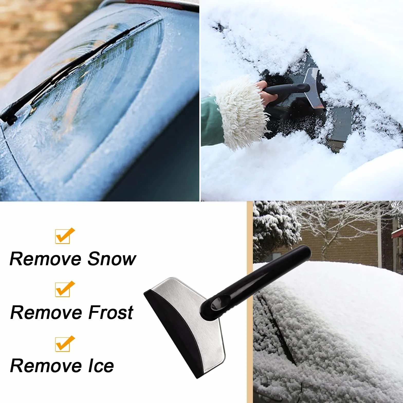 Pelle à Neige en Aluminium Réglable 3 Parties avec Poche de Transport et Grattoir de Voiture Rouge/Bleu/Or