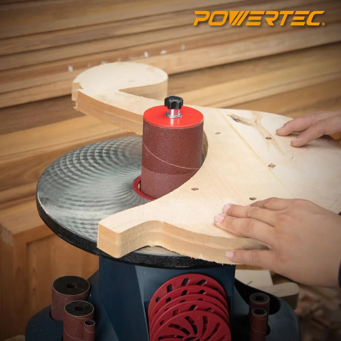 POWERTEC 11240 Lot de 18 manchons de ponçage de 11,4 cm pour ponceuse à broche en 6 tailles avec grains 80, 120 et 240, en oxyde d'aluminium, diamètres 1,27 cm, 1,9 cm, 2,5 cm, 3,8 cm, 5,1 cm et 7,6