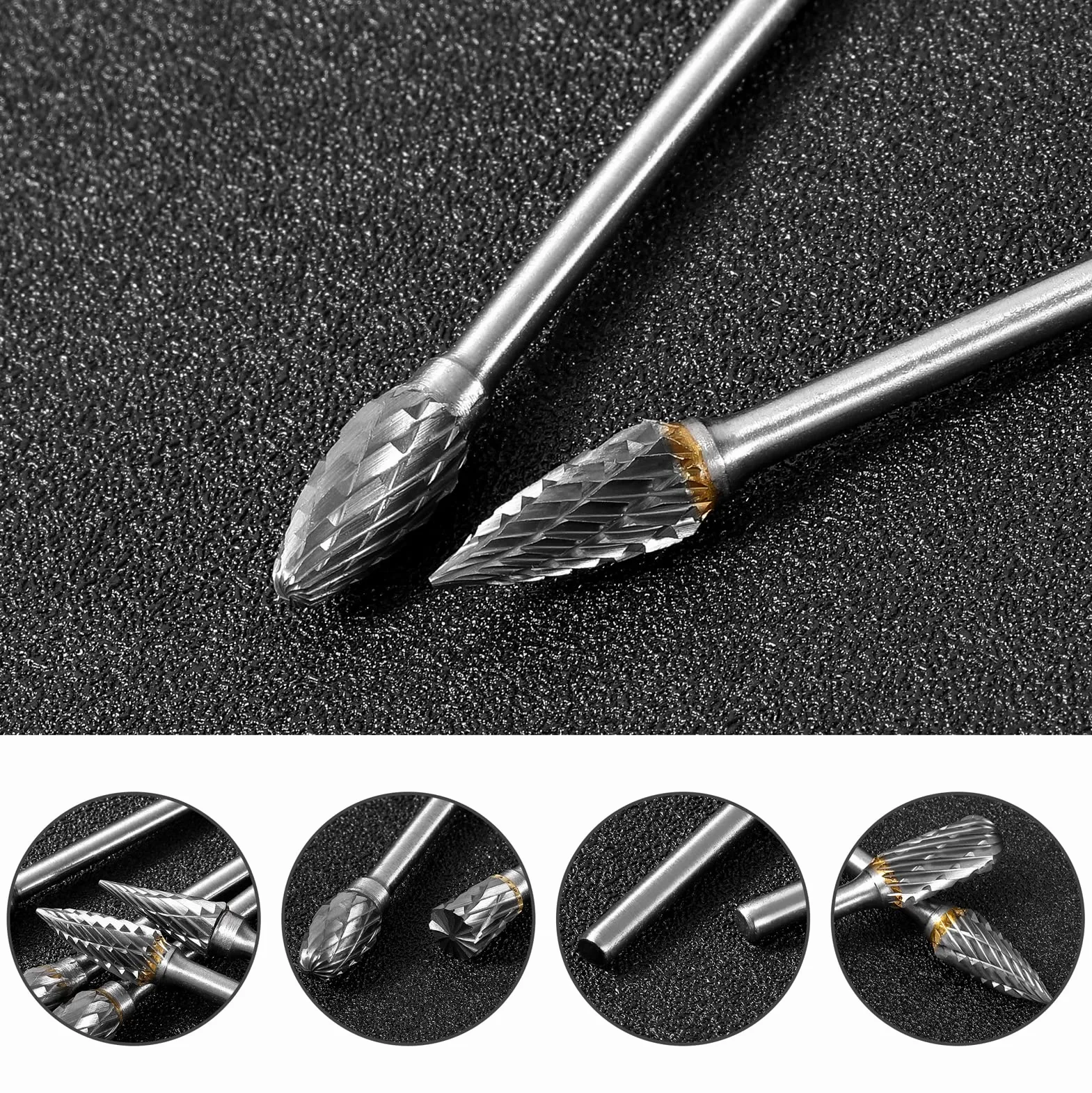HPMAISON Lot de 10 Fraises Rotatives, Avec Tige de 3 mm et Longueur de Tête de 6 mm pour le Bricolage, le Travail du Bois, la Gravure, la Sculpture du Métal, le Perçage, le Polissage