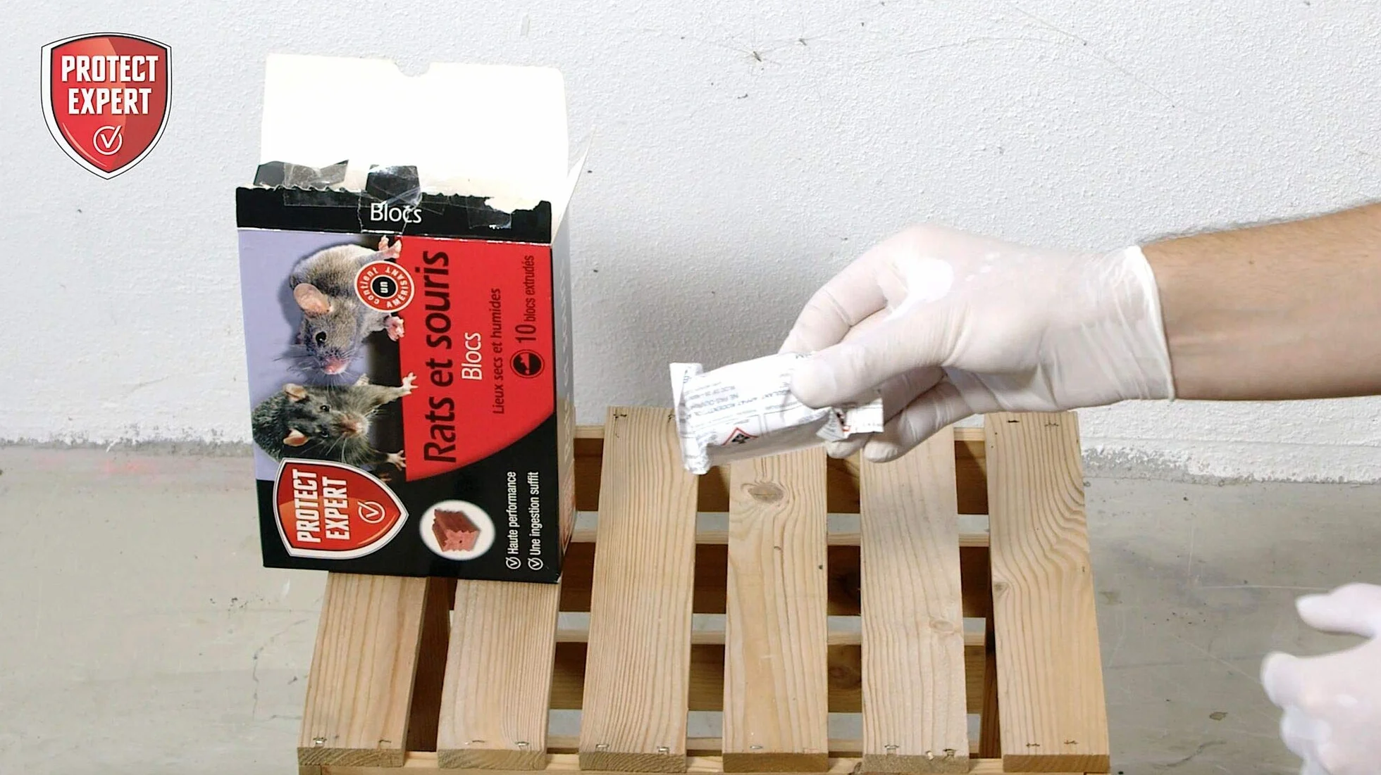 PROTECT EXPERT Anti Rats & Souris 10 Blocs extrudés Fluorescent 300g Prêt à l'emploi