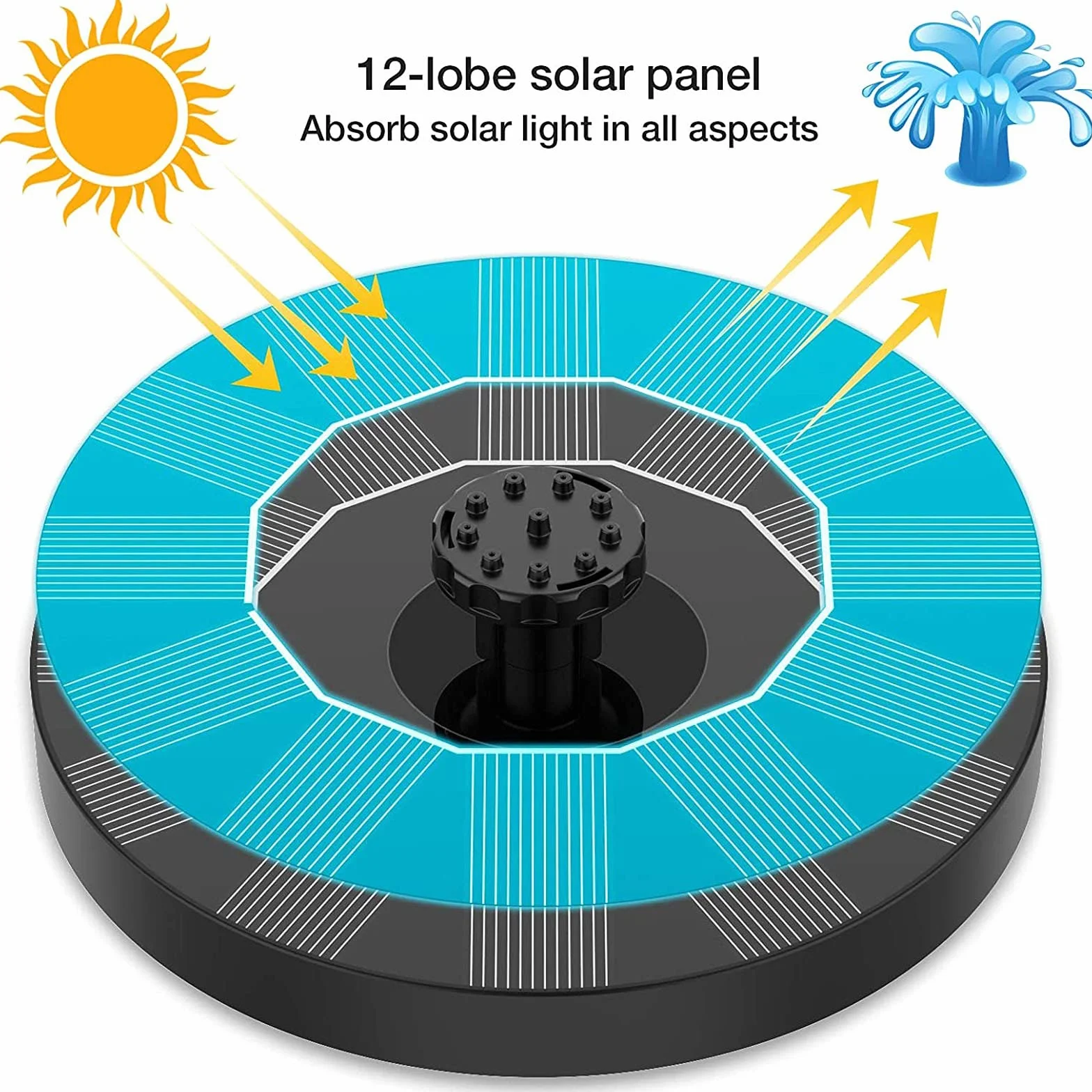 Fontaine Solaire Jet d'Eau Flottant Pompe Extérieure pour Bassin Jardin Piscine