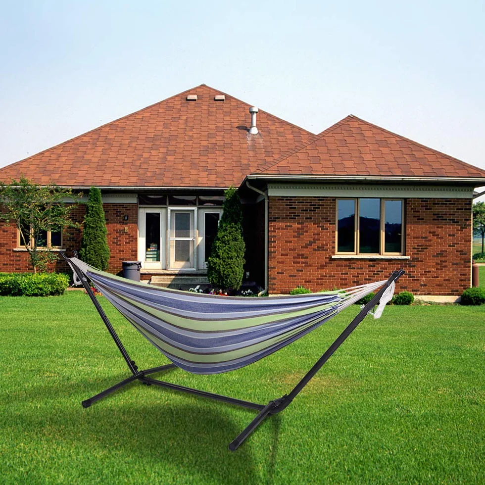 Support hamac Exterieur Construction Robuste Hauteur réglable 6 Vitesses 2,80L x 1,09B x 1,04H m Noir