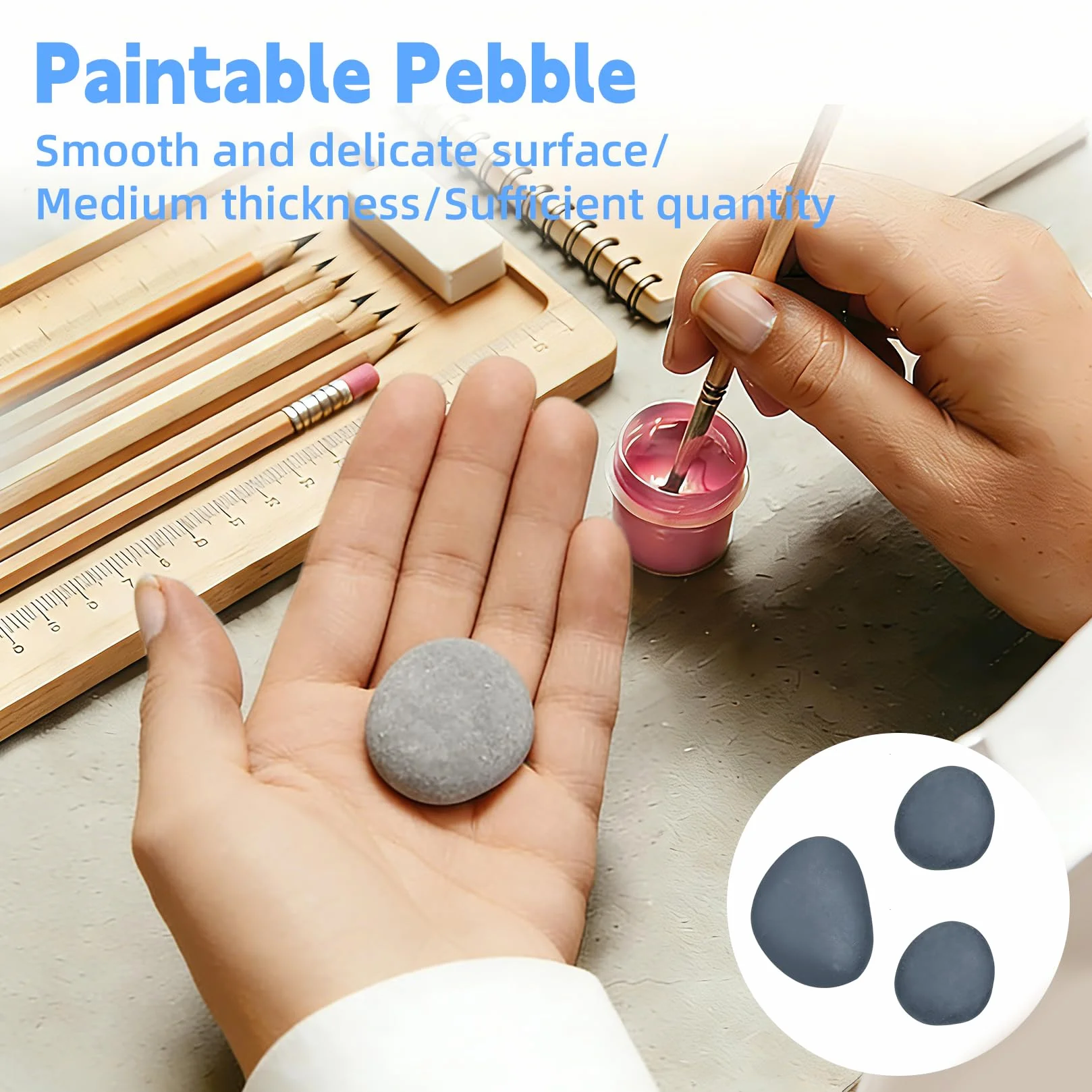 Pierres à peindre naturelles 1-3 cm lot de 50 galets lisses décoratifs DIY peinture