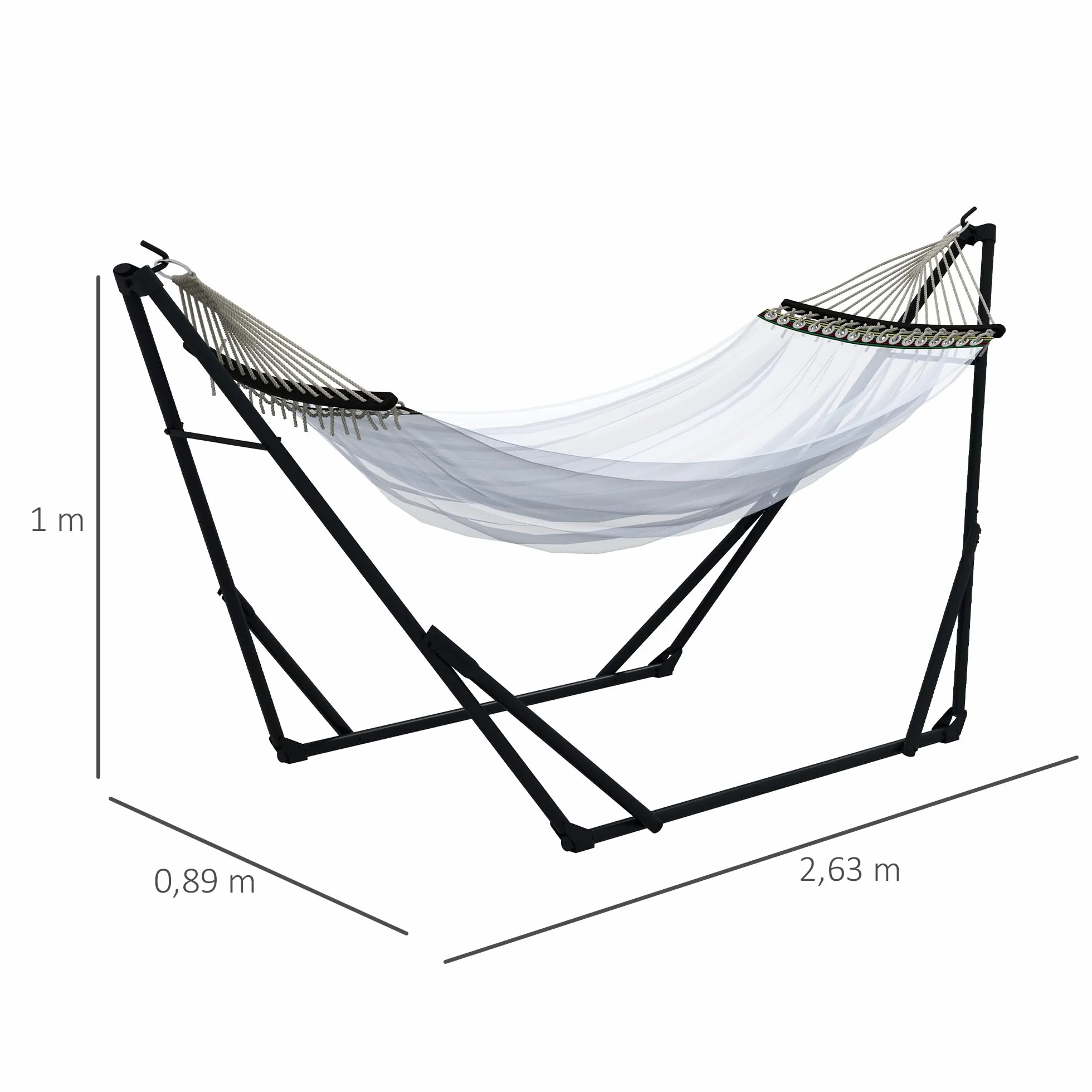 Outsunny Support pour hamac acier 263x89x100 cm noir 120 kg
