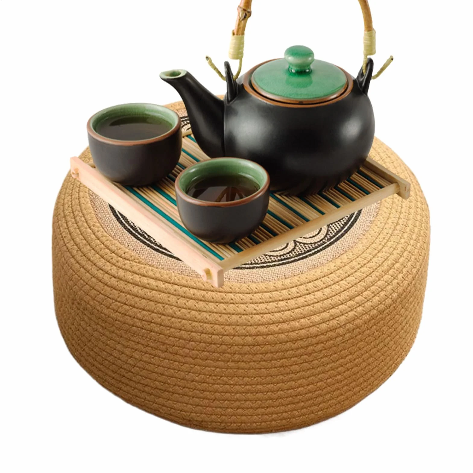 Pouf d'extérieur en rotin imperméable 40 x 40 x 20 cm tatami tissé à la main pour jardin