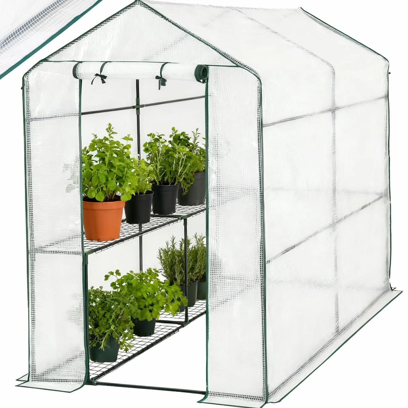 tectake Serre de Jardin Acier Thermo-Laqué Plastique Anti UV 4 Grilles métal 186x120x190cm