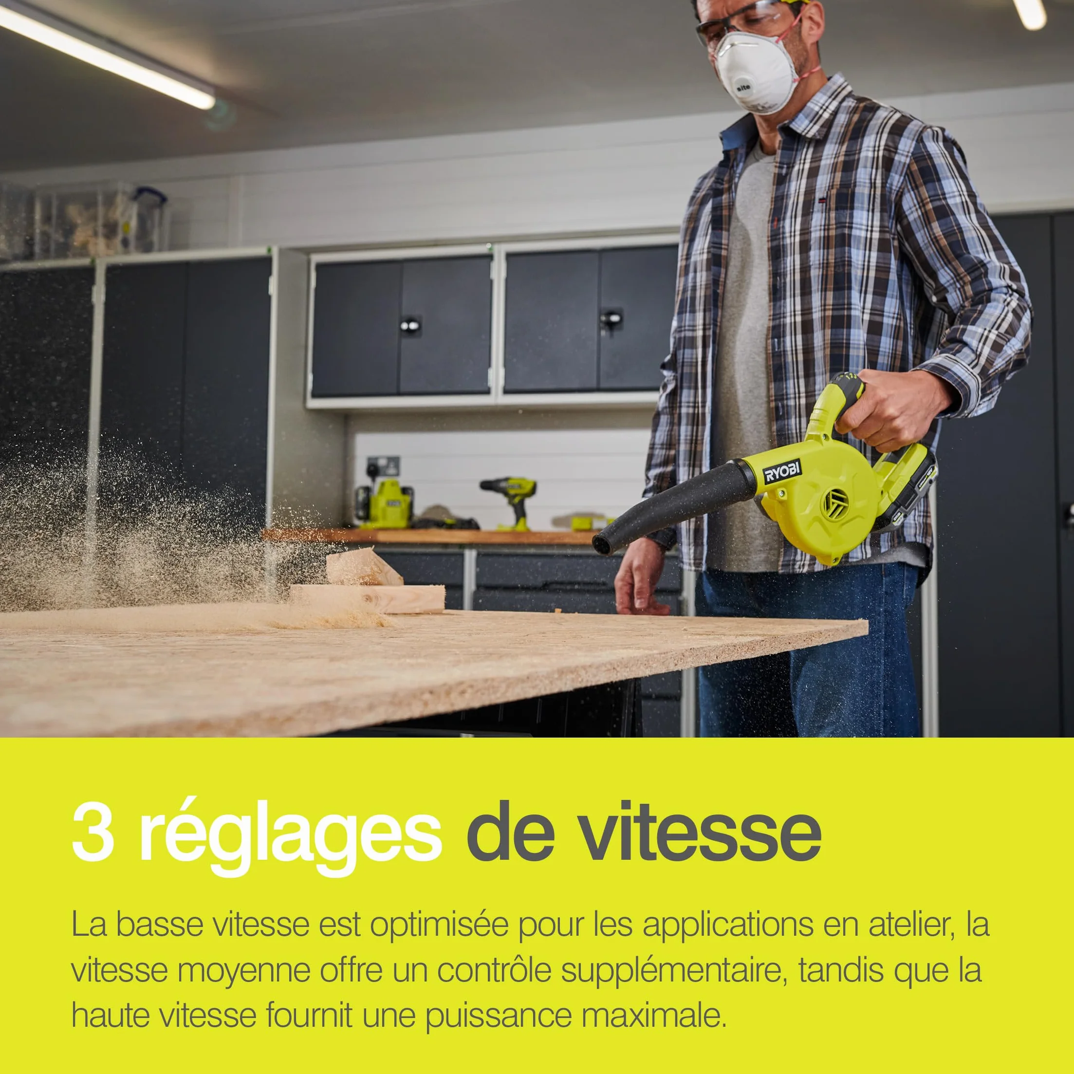 RYOBI Souffleur de Chantier sans Fil 18V One+ R18TB-0 3 Vitesses Compact