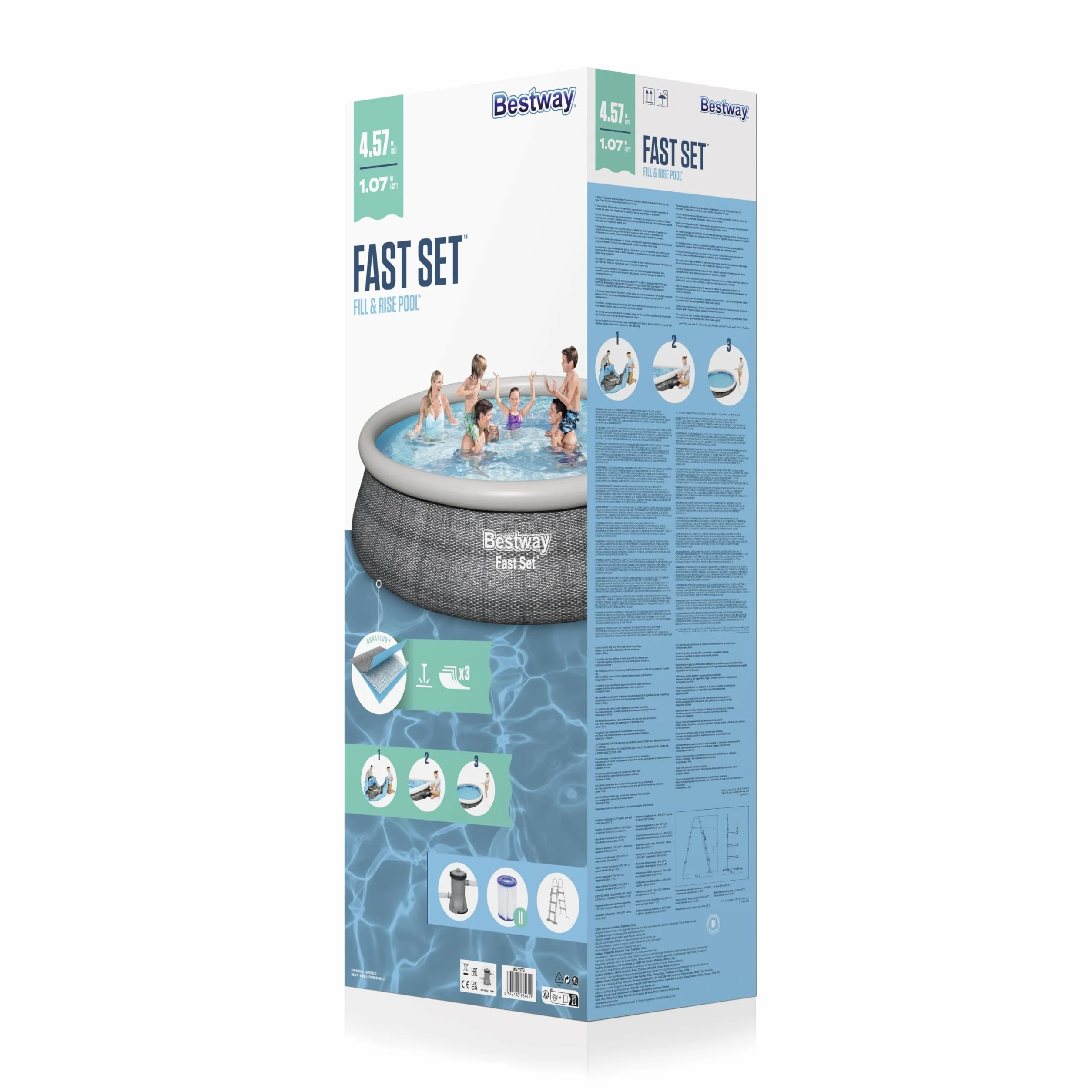 Bestway Piscine autoportée Fast Set Aspect Rotin 4.57 x 1.07 m