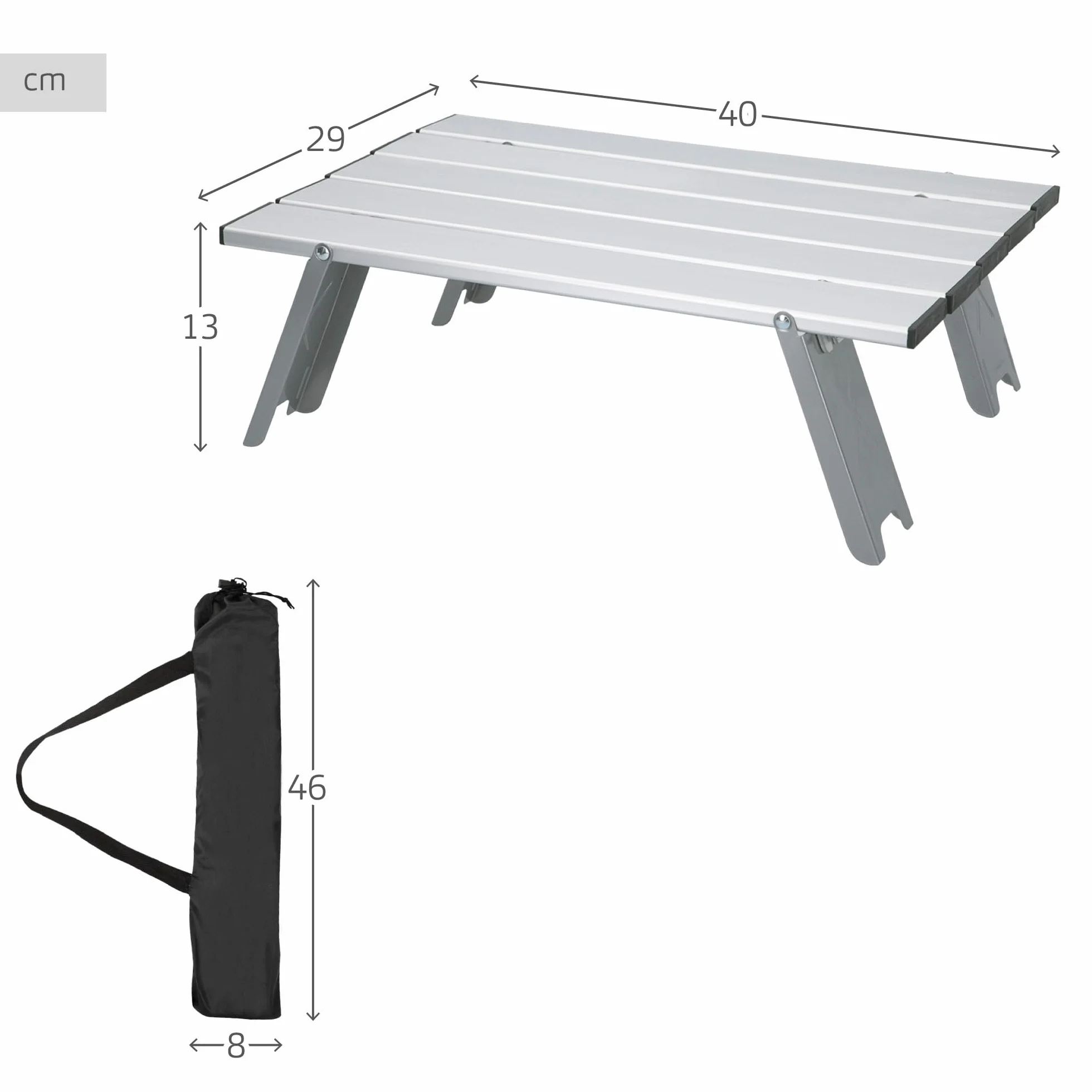 Aktive Table d'appoint Pliable de Camping Argenté