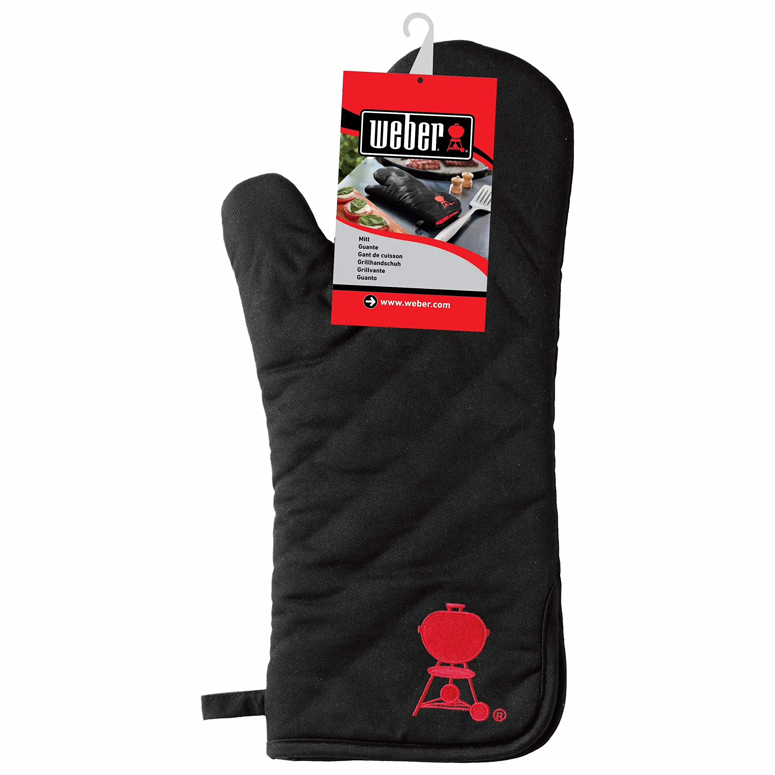 Weber Gant de Barbecue Long Noir avec Motif Barbecue Kettle brodé