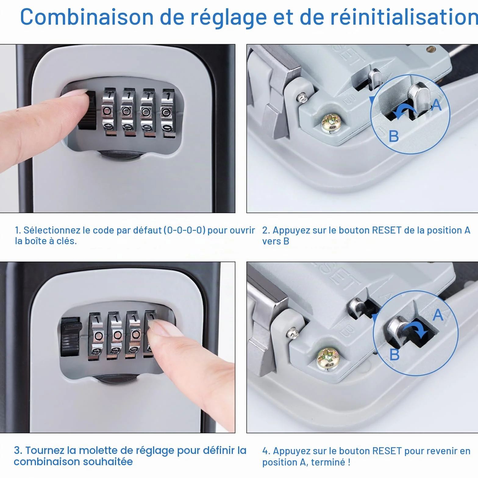 ZHEGE Boite à Clé Portable avec Anse Amovible, Boîte à Clé avec Code 4 Chiffres, Gris
