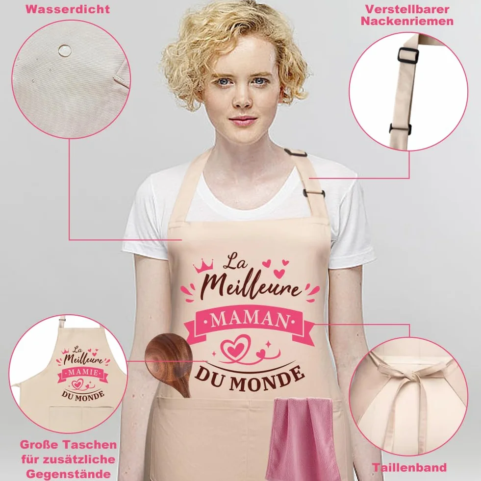 Tablier de Cuisine Coton Imperméable pour Maman Cadeau Fête des Mères